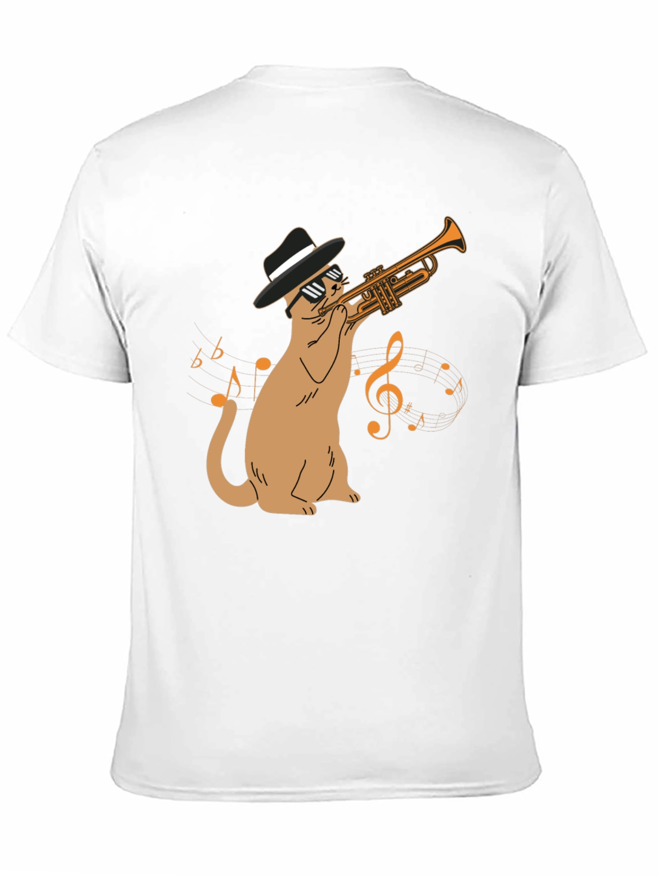 Black Cool Cat Trumpet Player T-Shirt - Black view 11