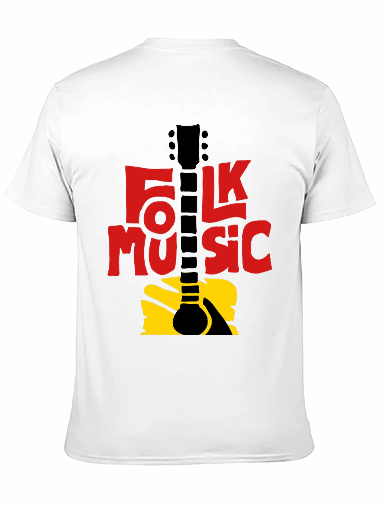 Black Folk Music Guitar Graphic T-Shirt - Black view 11