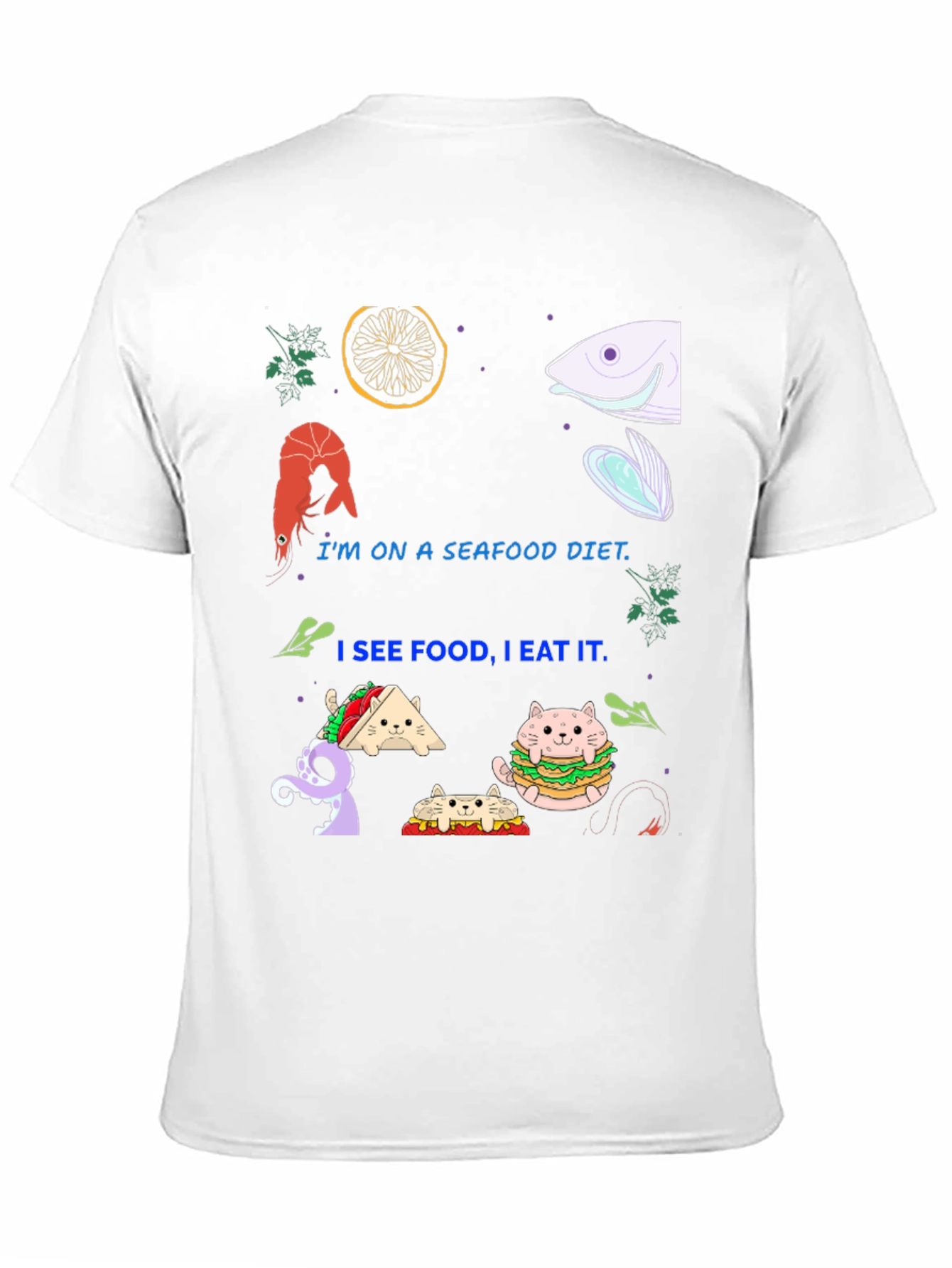 Black Seafood Diet Funny Graphic T-Shirt view 11
