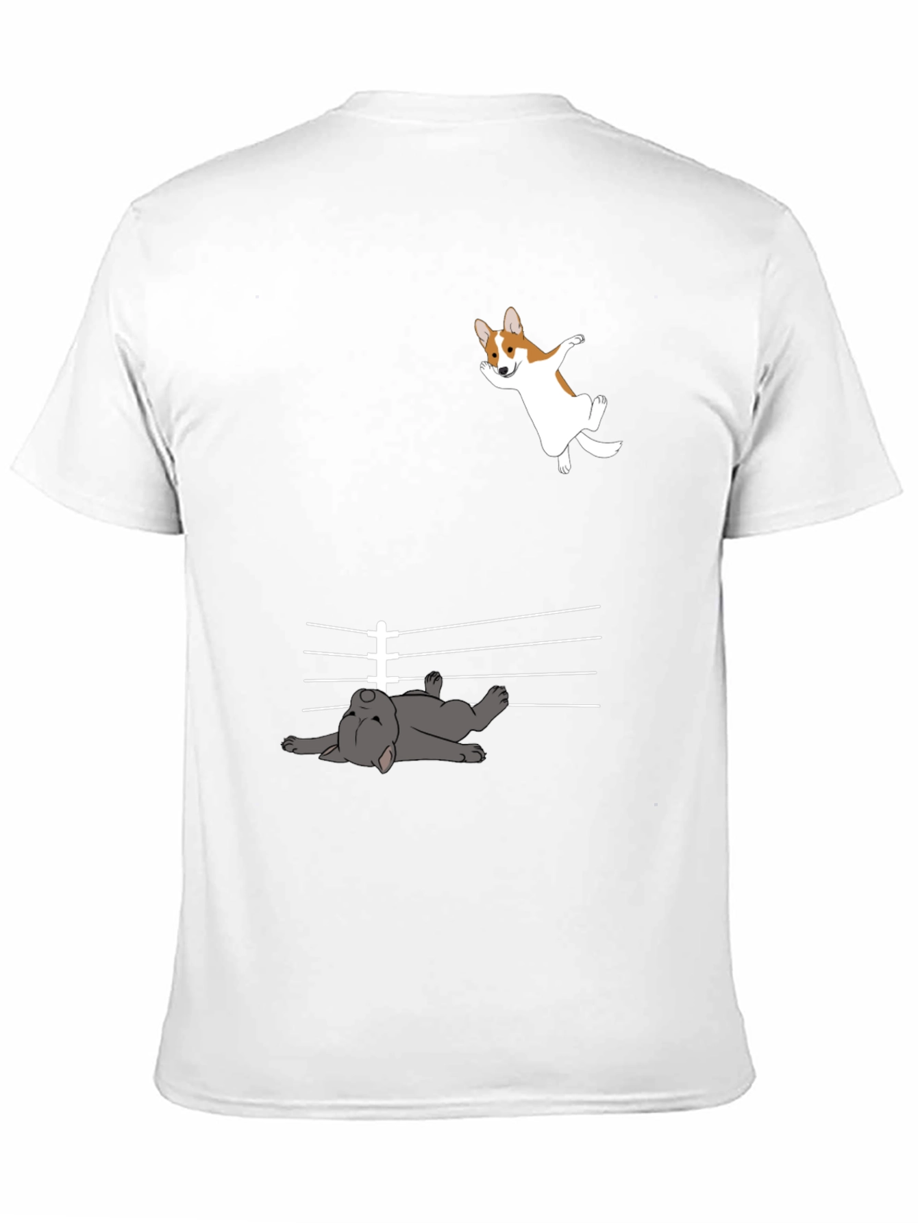 Black Funny Dog T-Shirt - Corgi and French Bulldog Design view 11