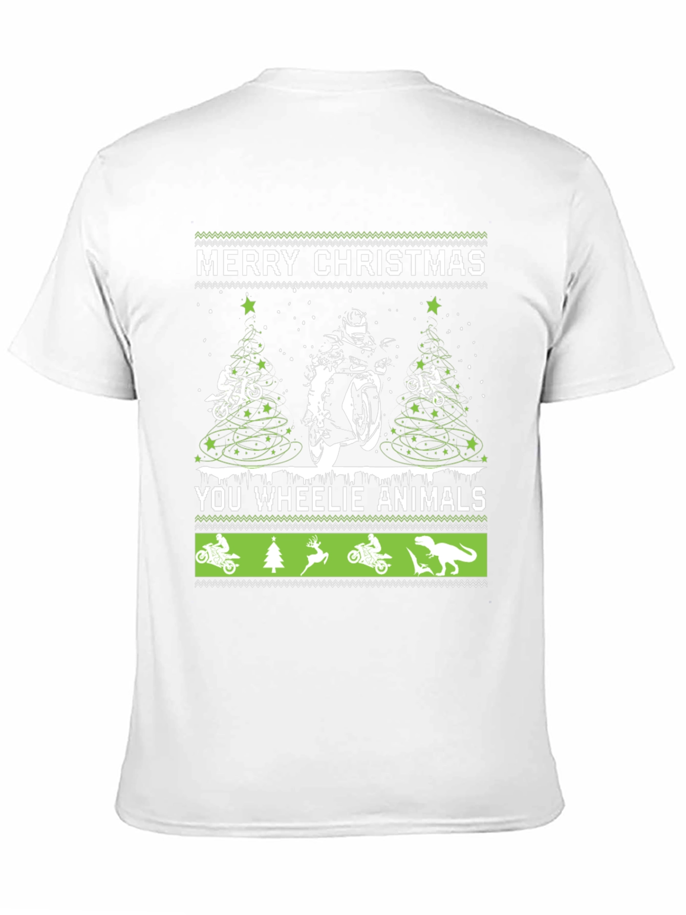 Black Motorcycle Christmas T-Shirt - Wheelie Animals Holiday Tee view 11