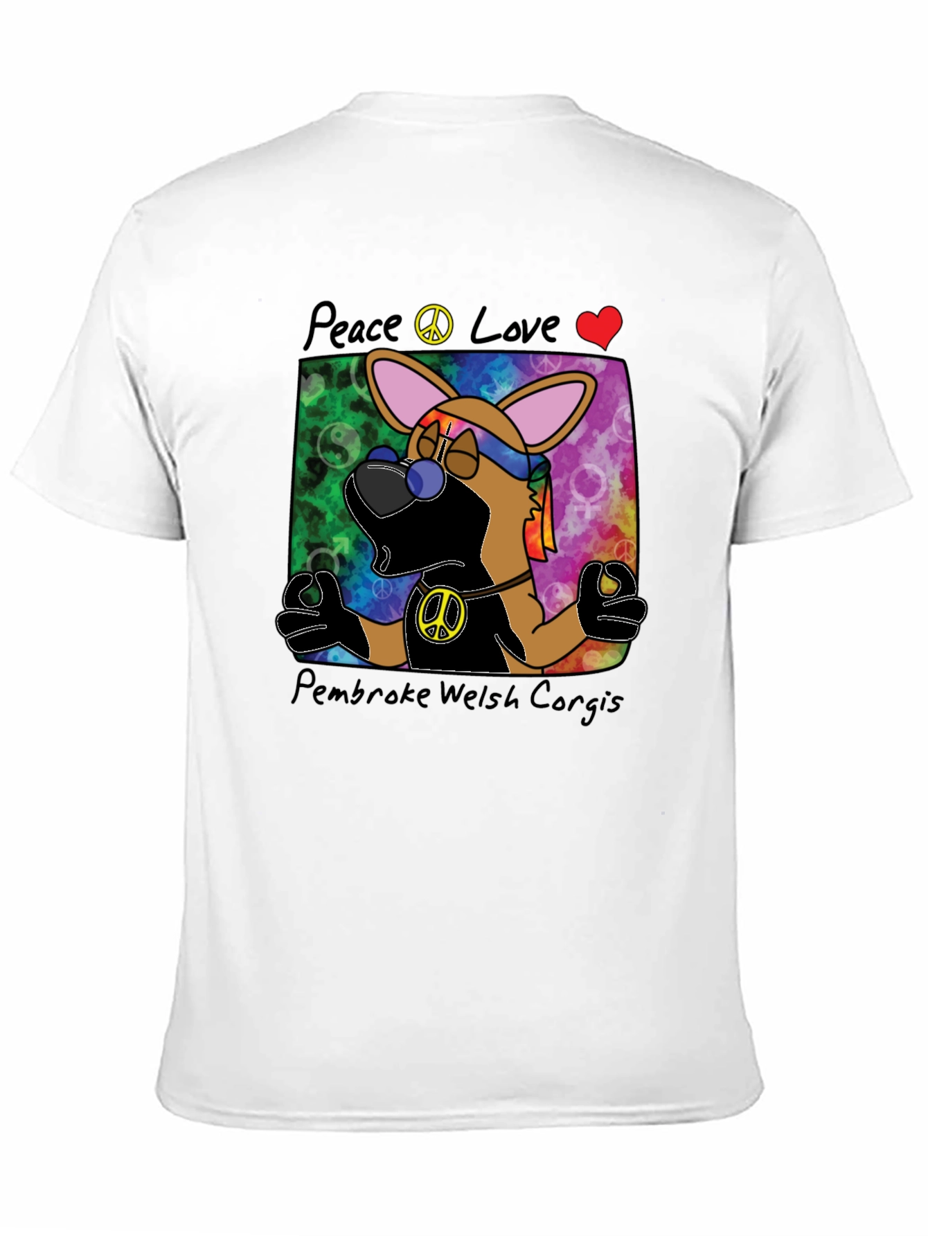 Black Peace Love Corgi T-Shirt view 11