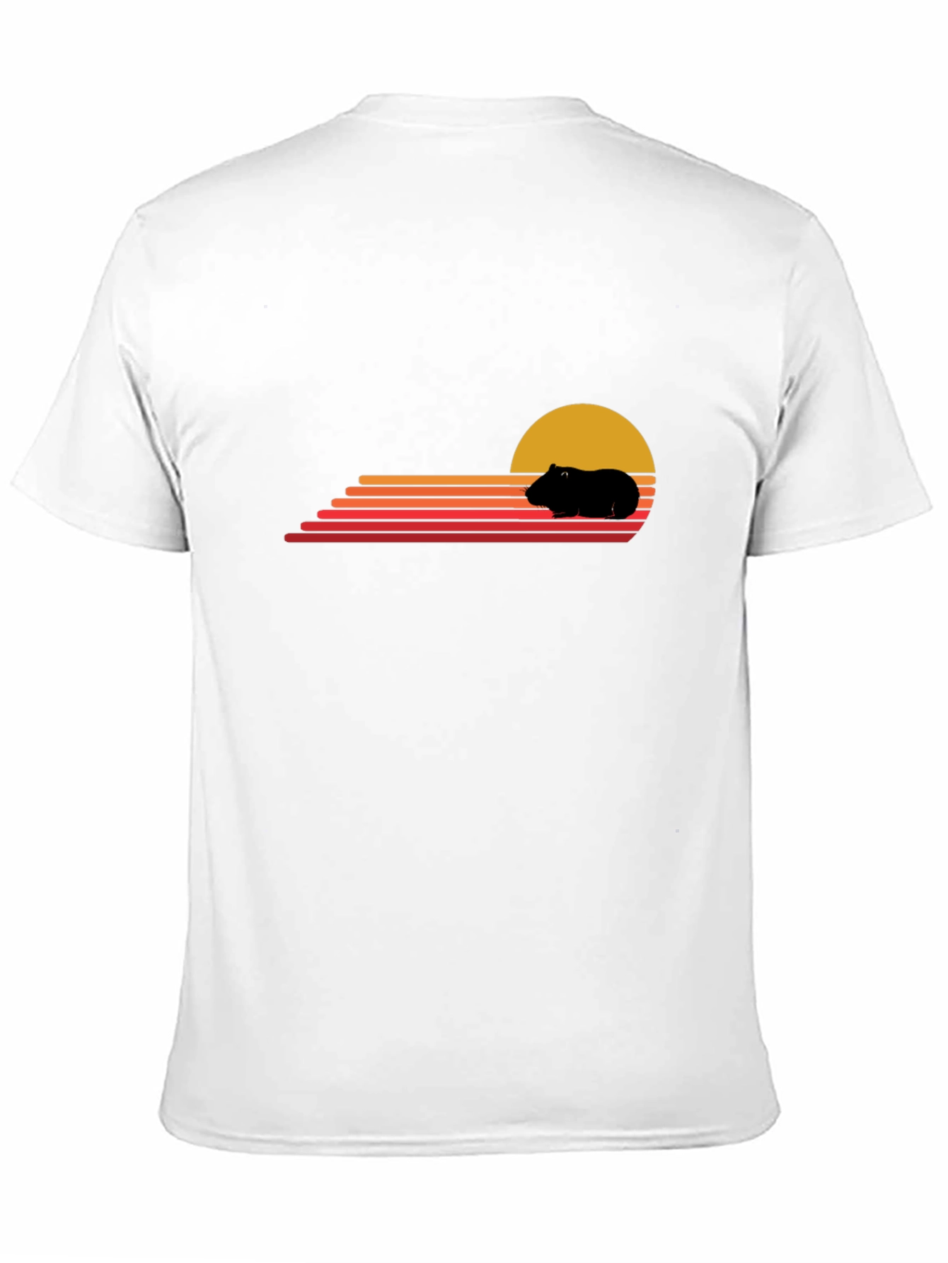 Black Retro Guinea Pig Sunset T-Shirt view 11