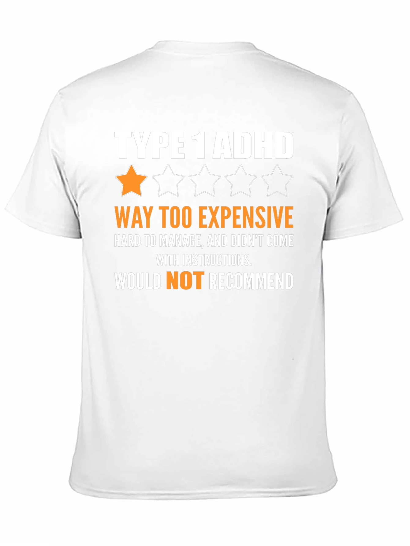 Black Type 1 ADHD Funny Graphic T-Shirt view 11