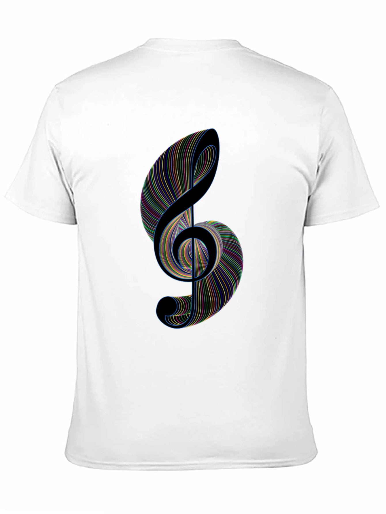 Black Treble Clef Music T-Shirt - Colorful Lines view 11