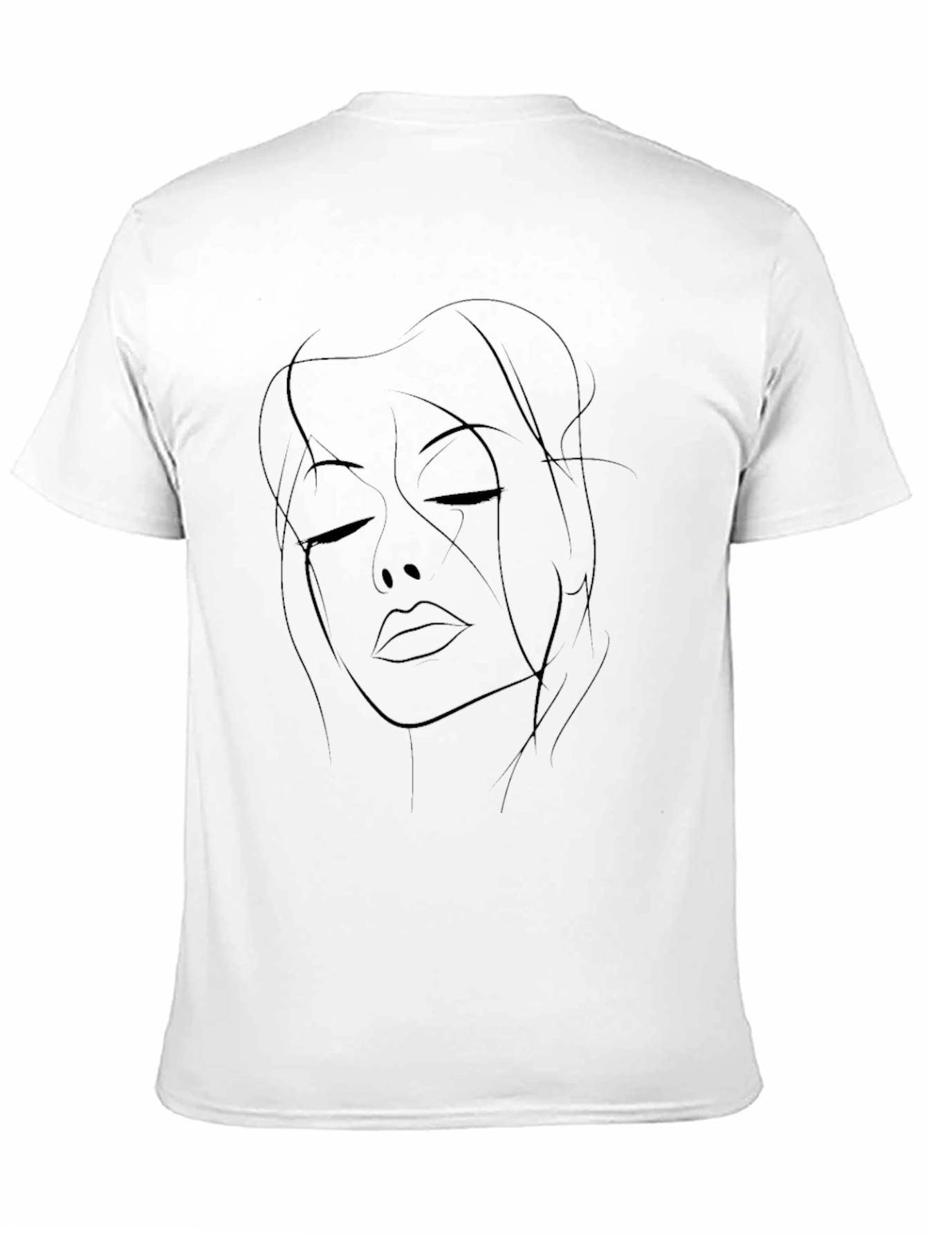 Black Minimalist Woman Face Line Art Graphic T-Shirt view 11