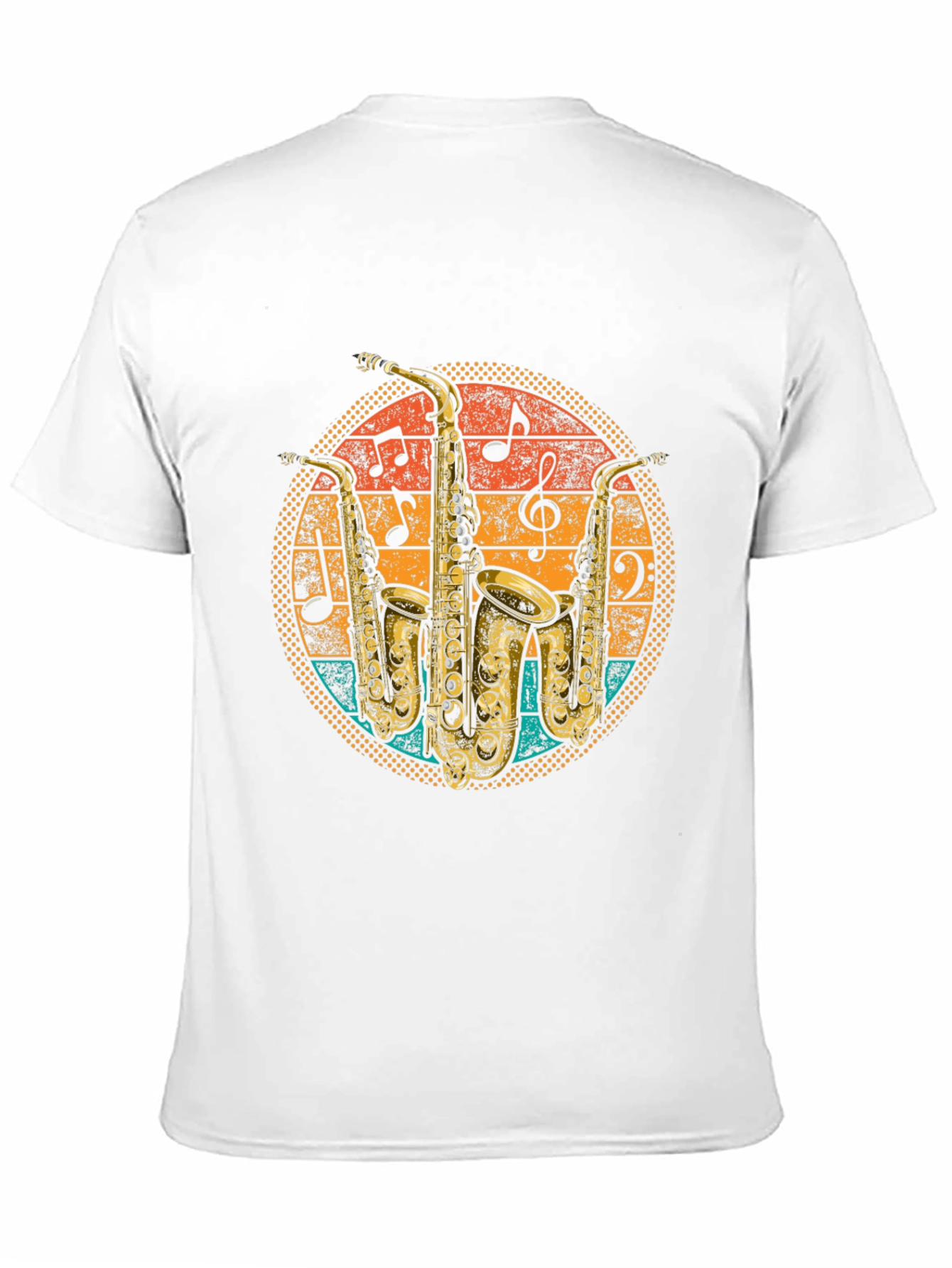Black Retro Saxophone Music T-Shirt view 11