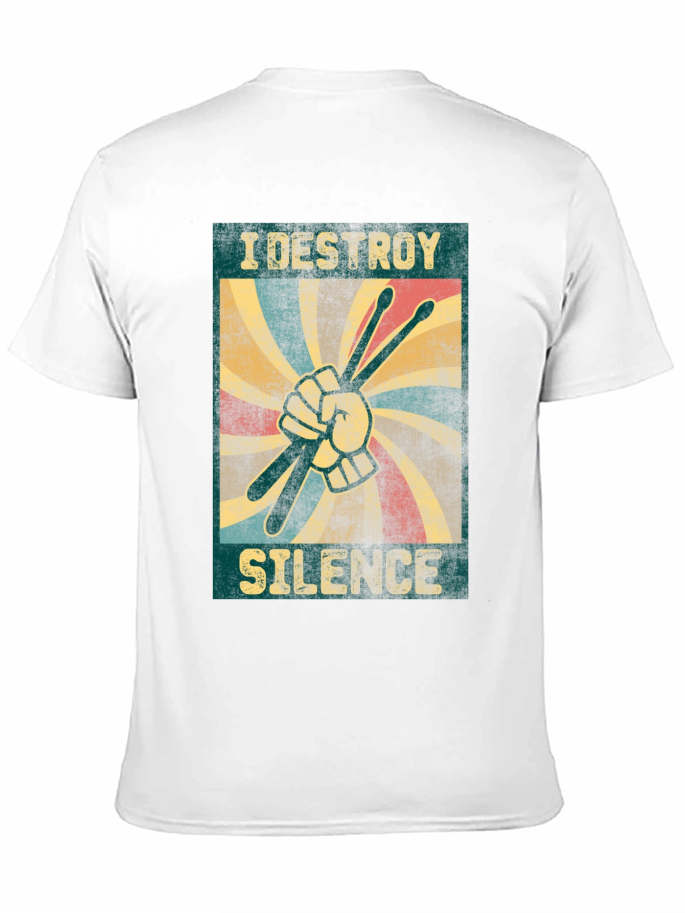 Black I Destroy Silence T-Shirt - Drummer Design view 11