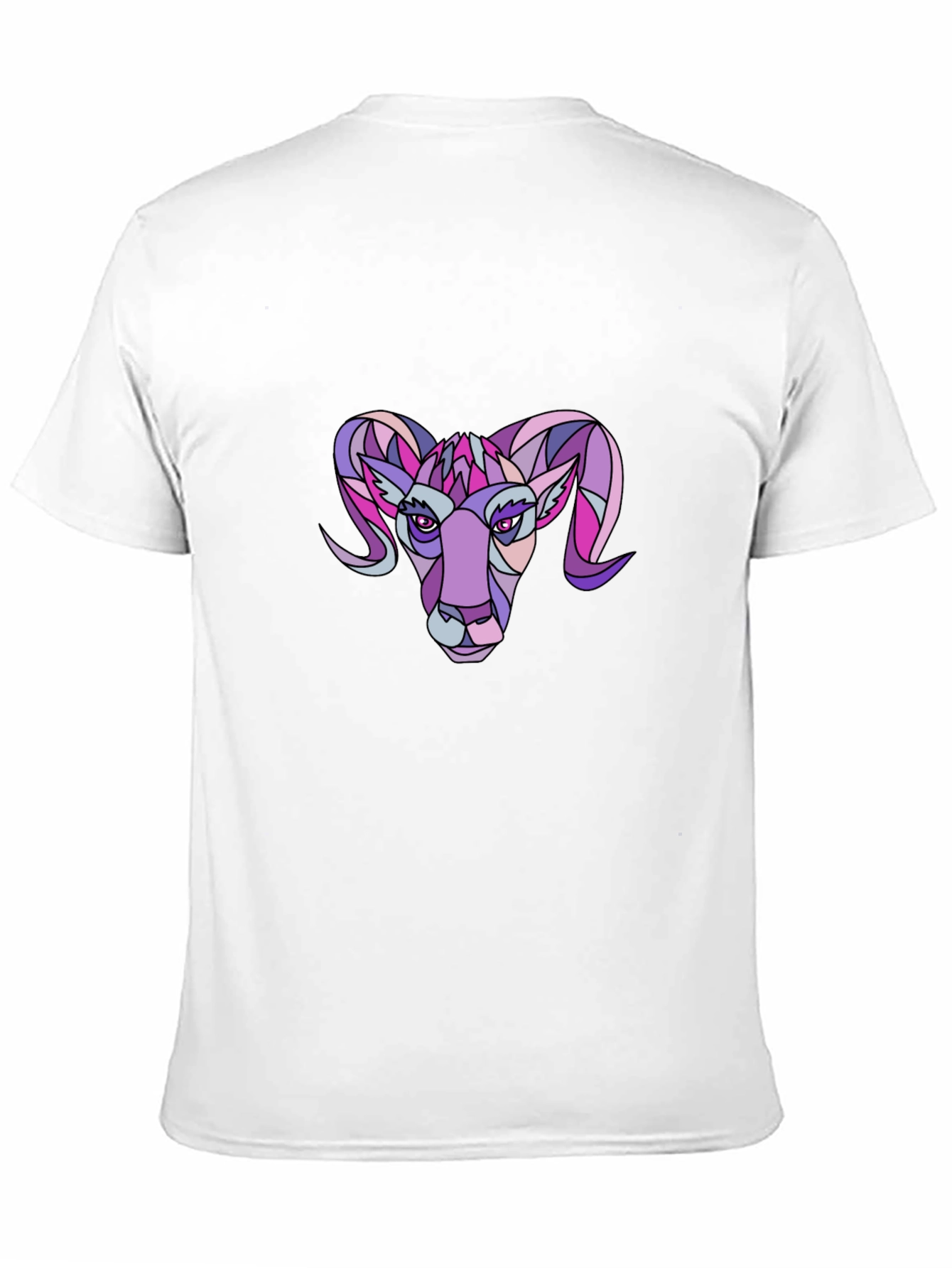 Black Geometric Ram Graphic Tee - Stylish Crew Neck T-Shirt view 11