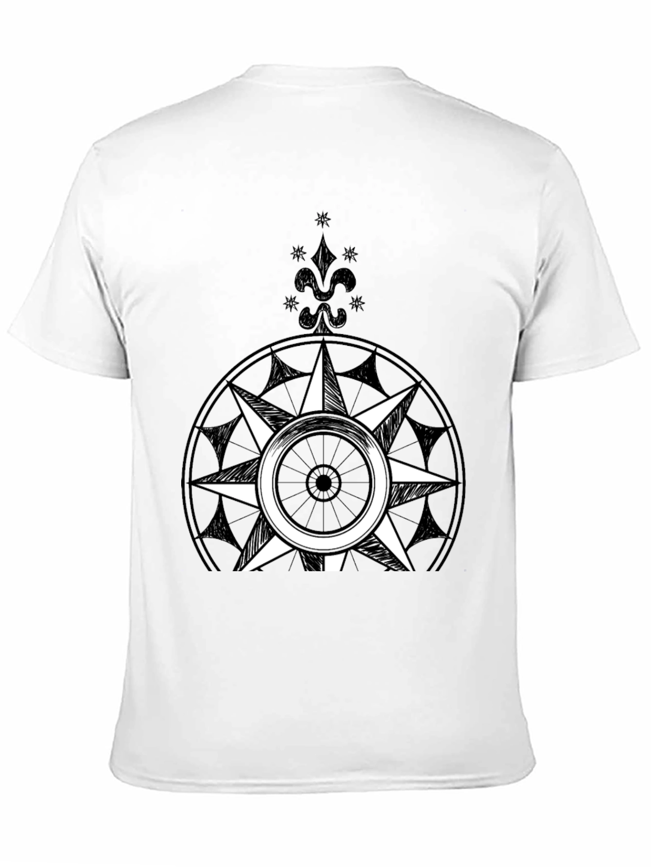 Black Compass Rose Graphic Tee - Black Cotton Blend view 11