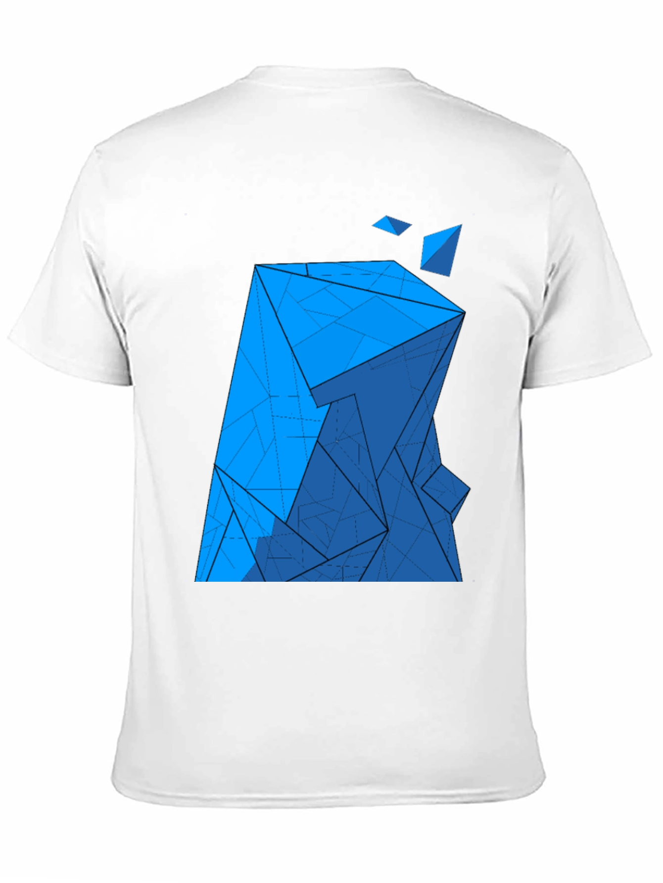 Black Abstract Blue Geometric Print Black T-Shirt view 11