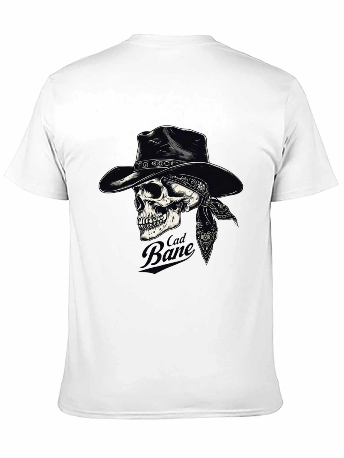 Black Cad Bane Skull Cowboy Black T-Shirt view 11