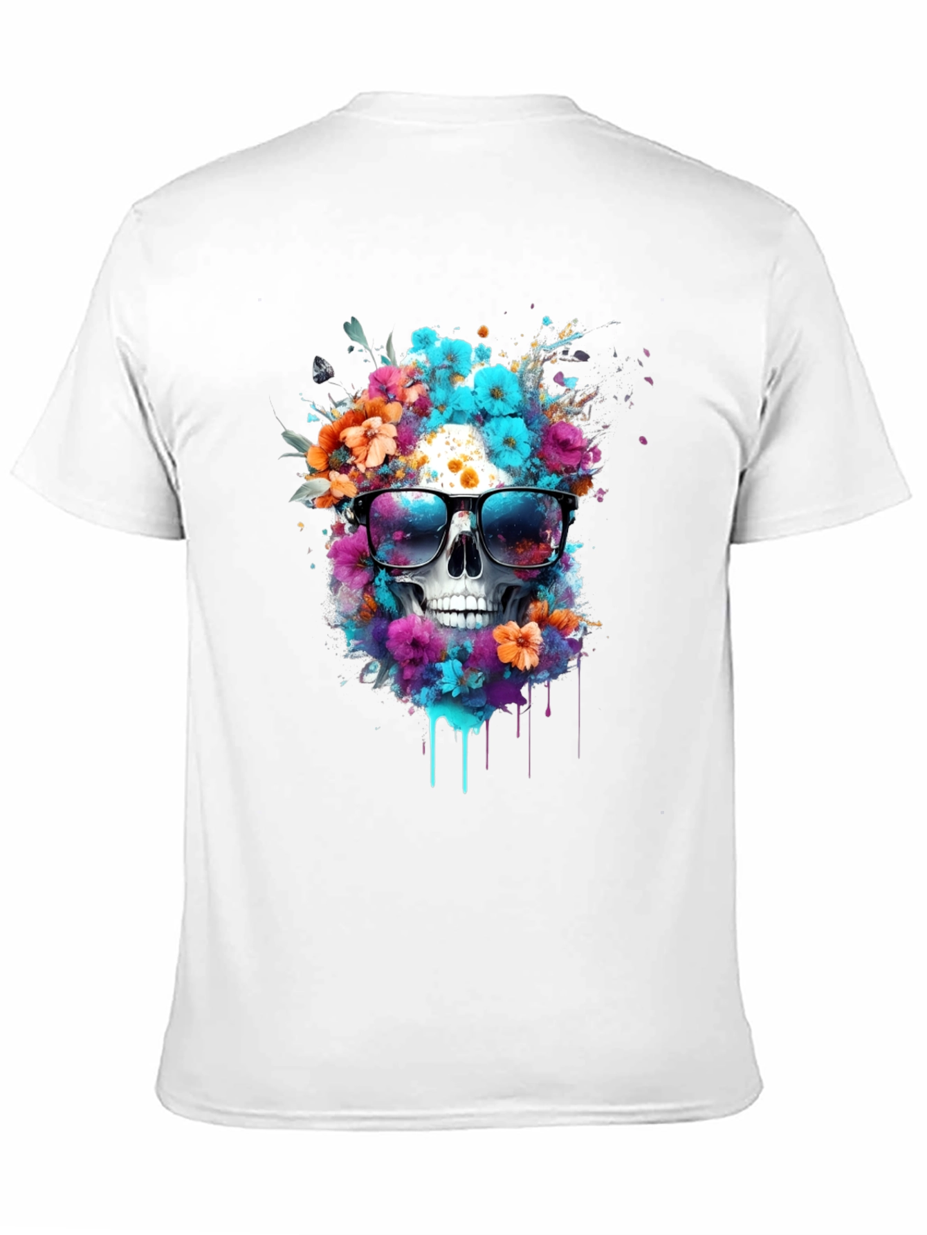 Black Floral Skull T-Shirt: Stylish & Unique Graphic Tee view 11