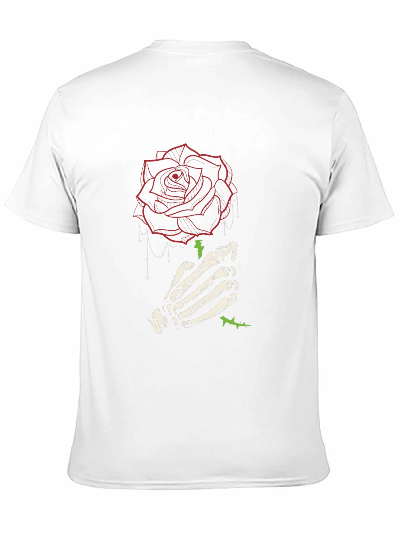 Black Rose & Skeleton Hand Graphic Tee - Stylish Men's Black T-Shirt view 11