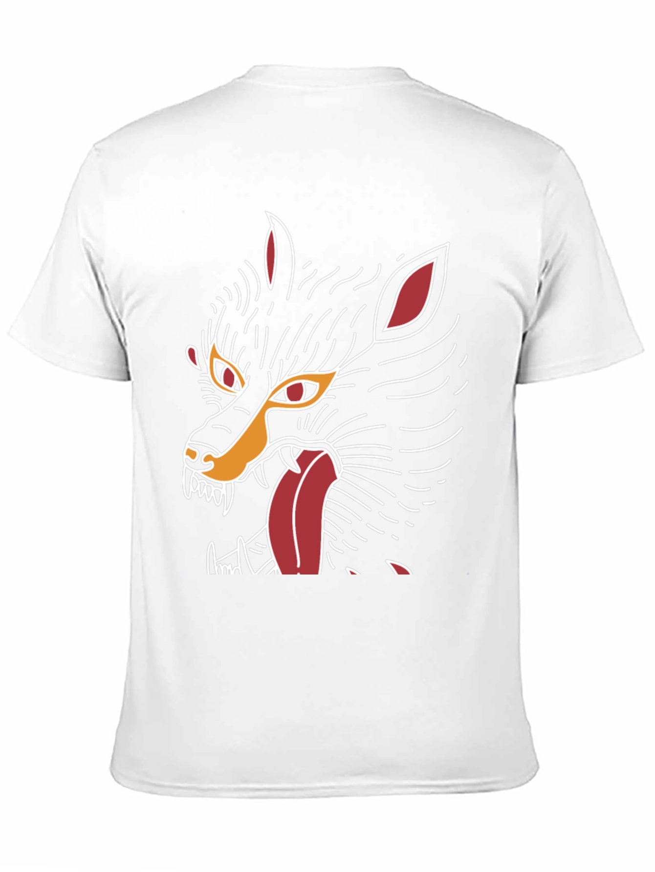 Black Men's Black Graphic Tee - Wolf Design view 11