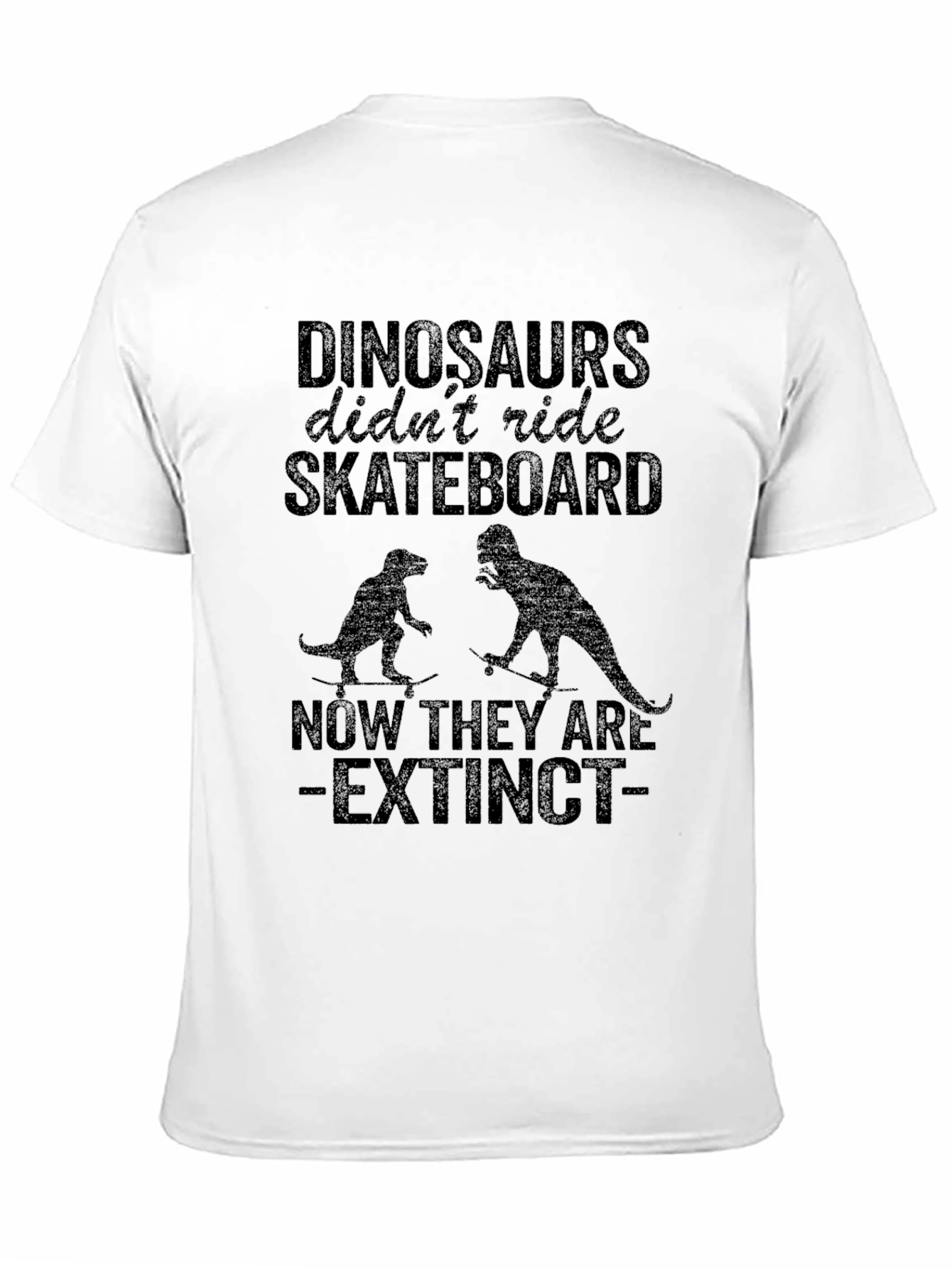 Black Dinosaurs Skateboarding Extinct T-Shirt view 11