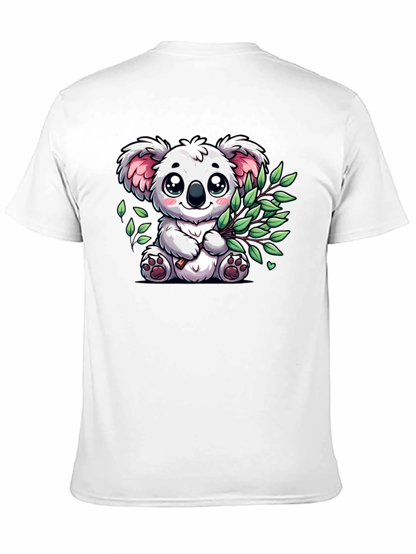 Black Cute Koala Bear Graphic Tee - Black Cotton T-Shirt view 11