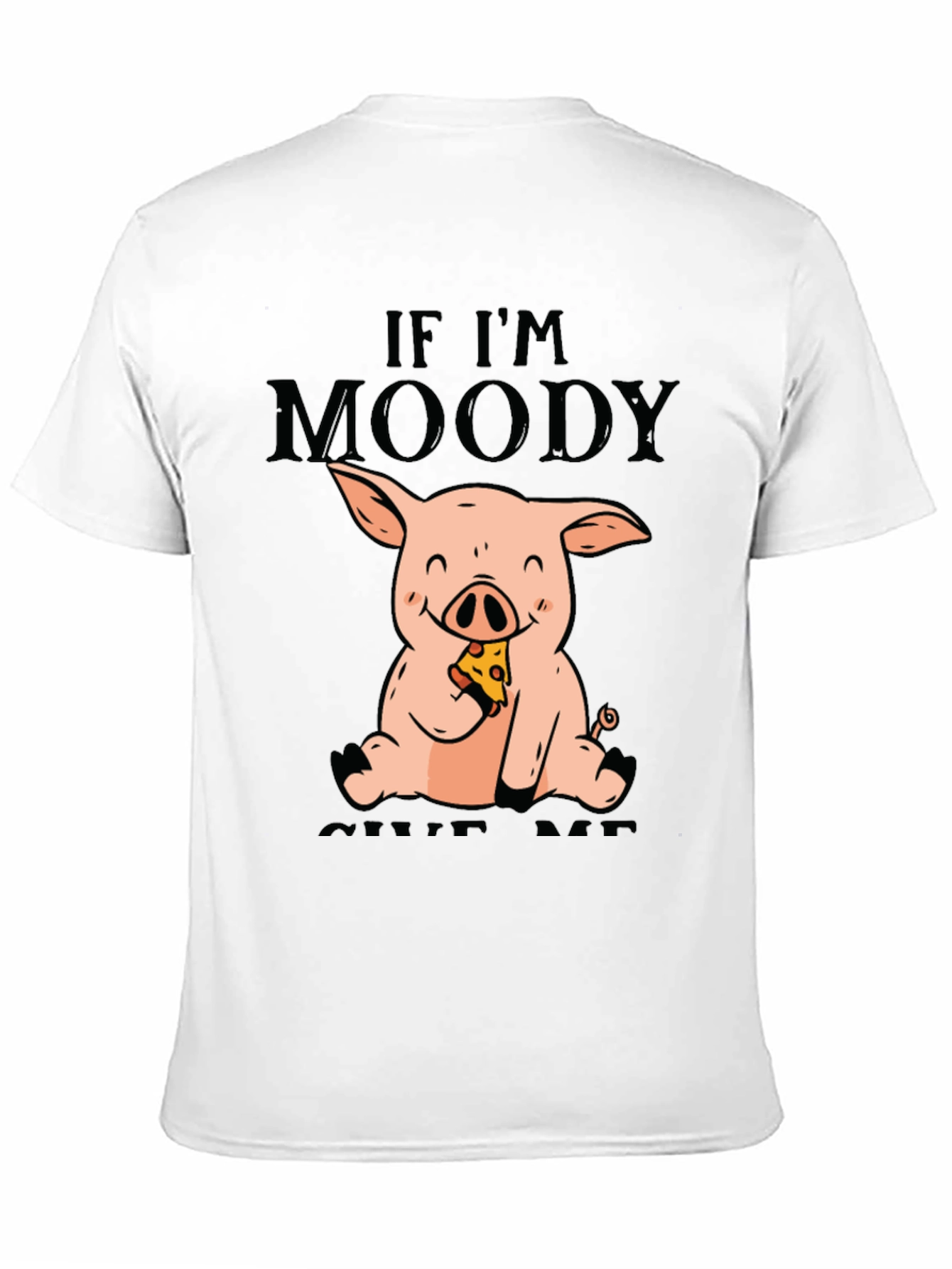 Black Moody Pig Pizza T-Shirt - Funny Graphic Tee view 11