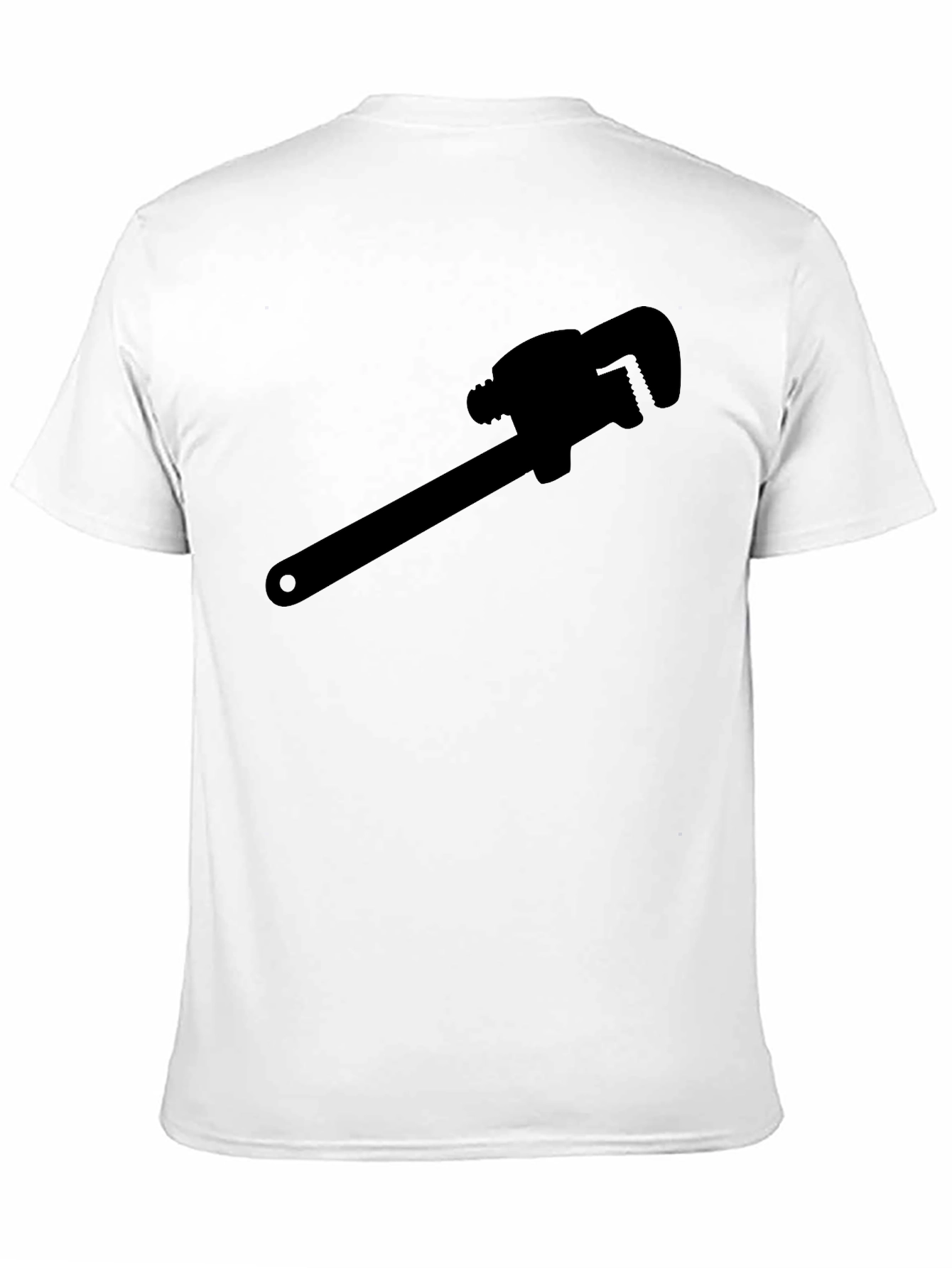 Black Plumber Wrench Graphic Tee - Black Cotton T-Shirt view 11