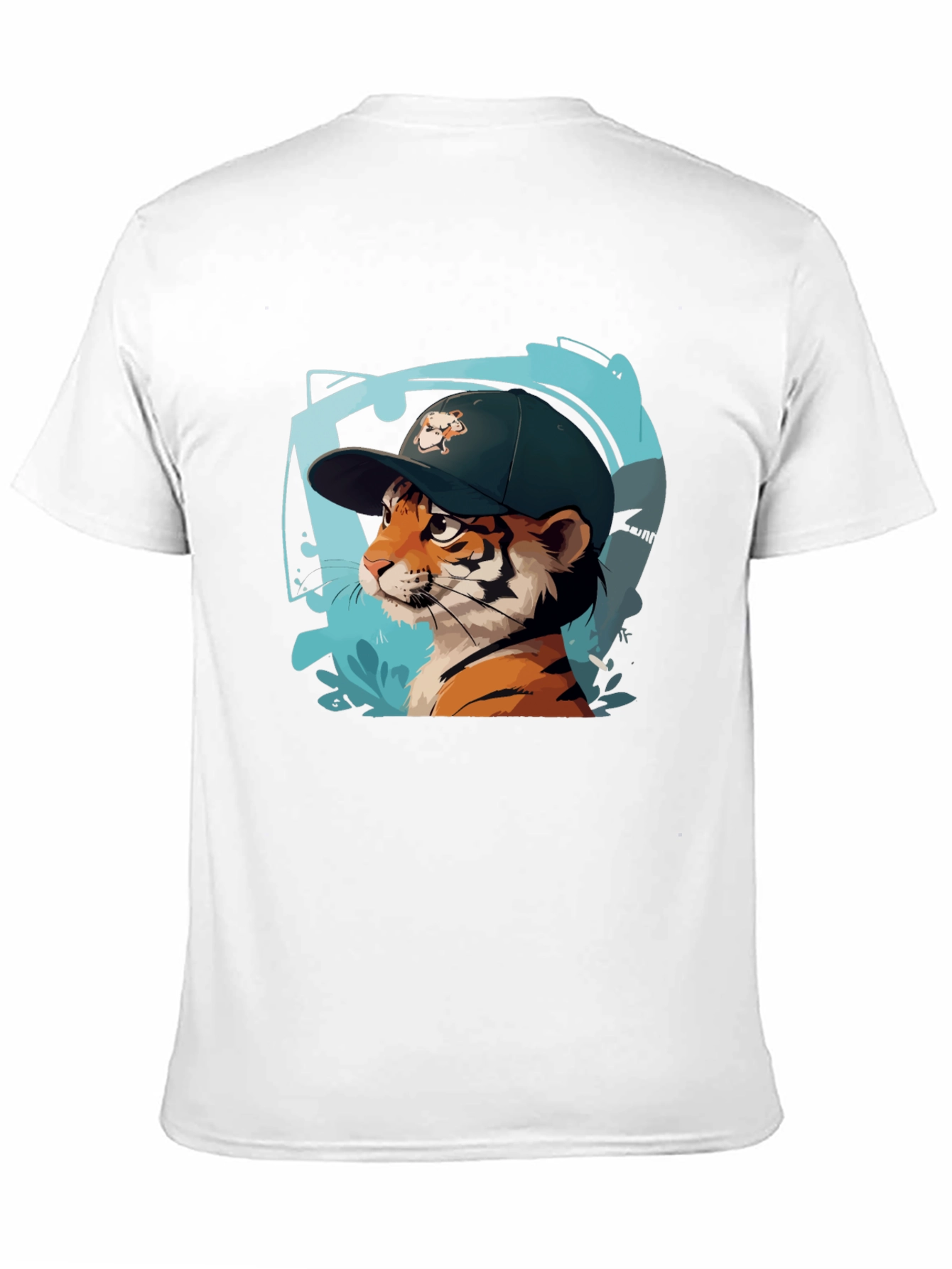 Black Cool Cat Tee - Tiger in a Hat Graphic Print Shirt view 11