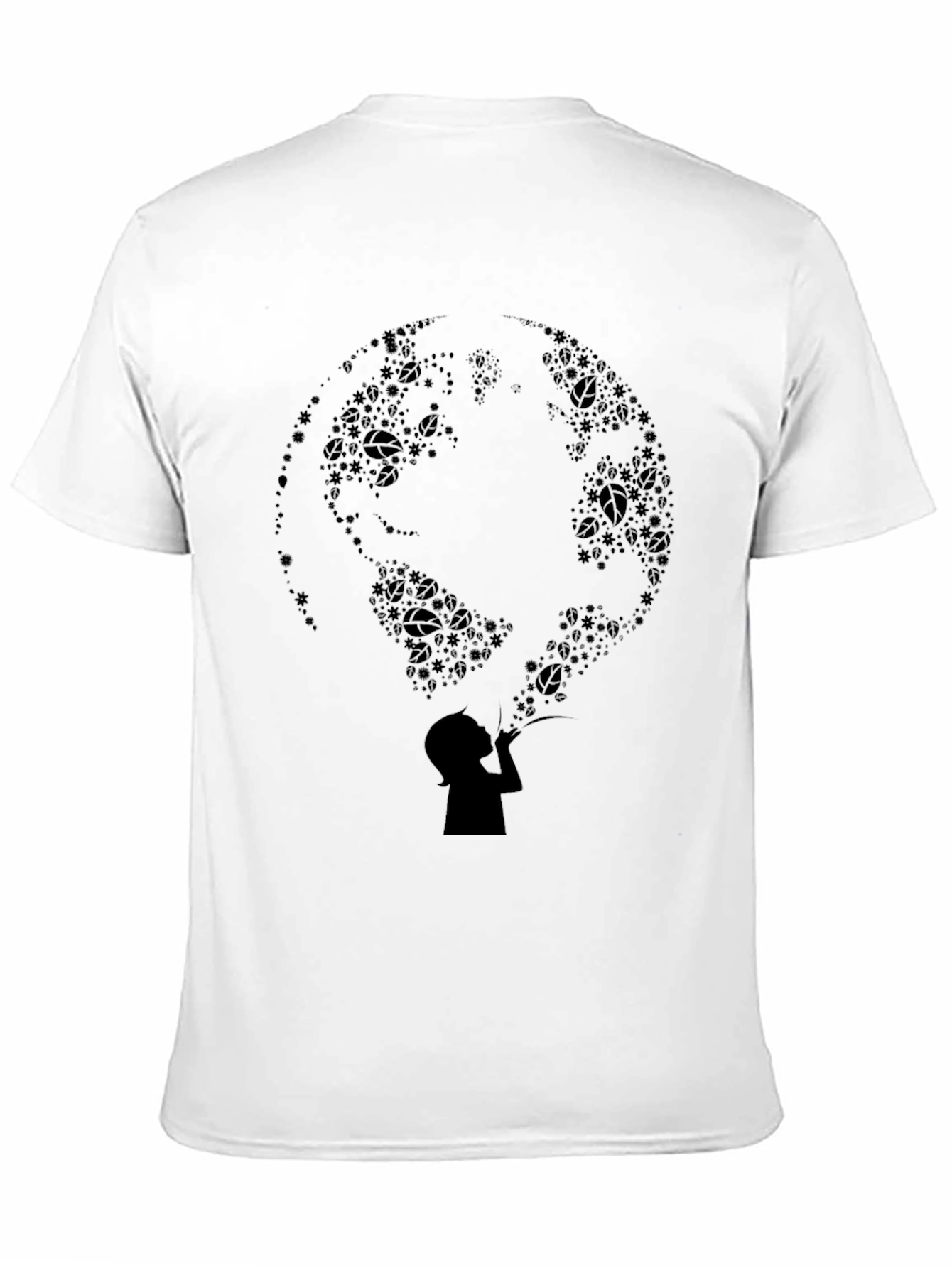 Black Silhouette Earth Bubble Tee - Black Graphic T-Shirt view 11