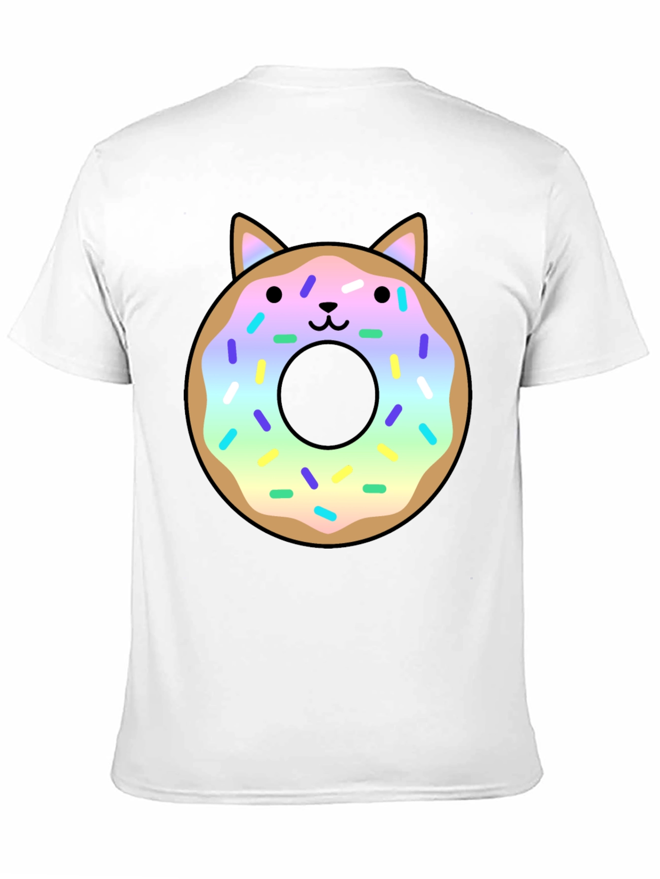 Black Cute Cat Donut Graphic Tee - Black Unisex T-Shirt view 11