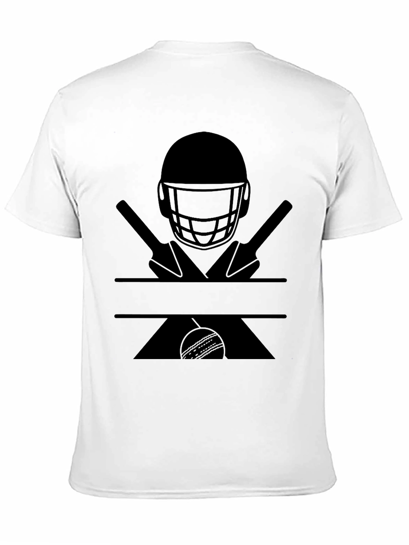 Black Cricket Helmet, Bats, and Ball Graphic Tee view 11