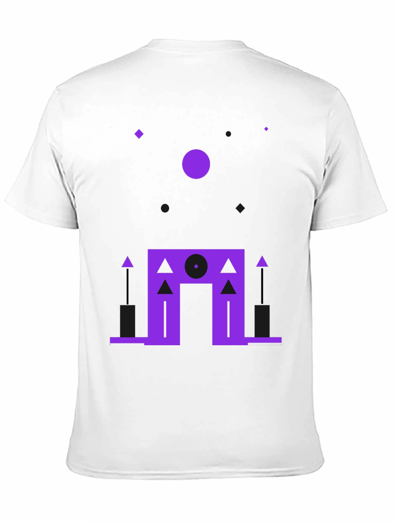 Black Geometric Purple Design Black T-Shirt view 11