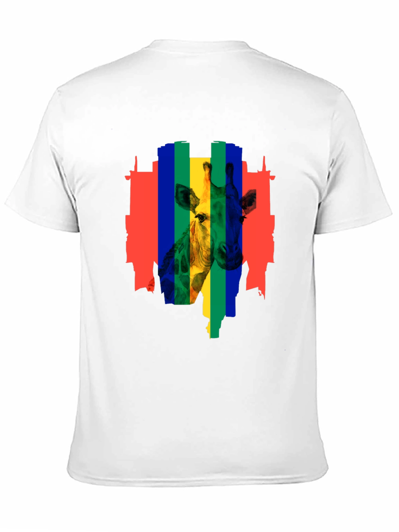 Black Rainbow Giraffe Graphic Tee - Men's Black T-Shirt view 11