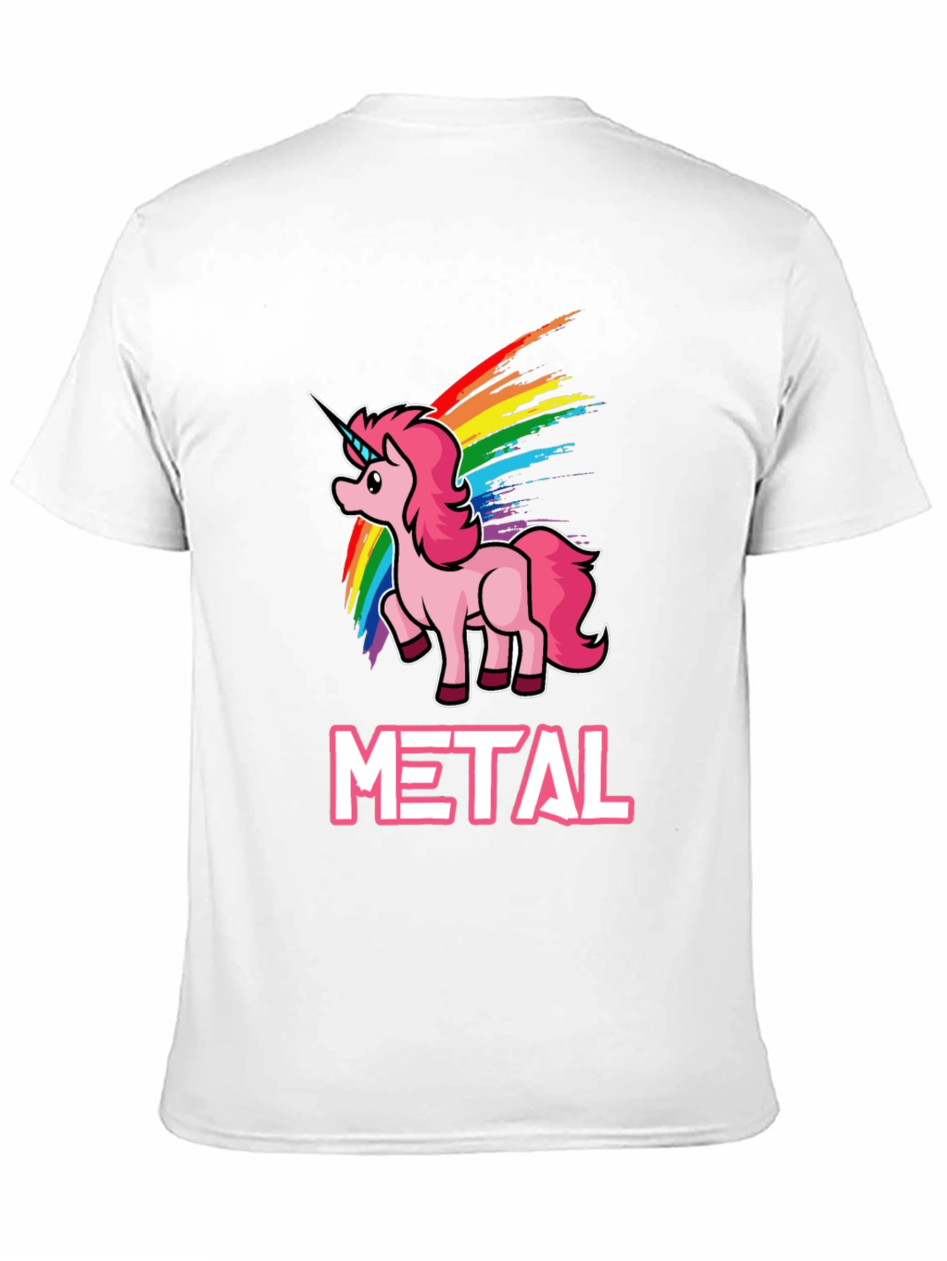Black Unicorn Metal Rainbow T-Shirt - Heavy Metal Style view 11