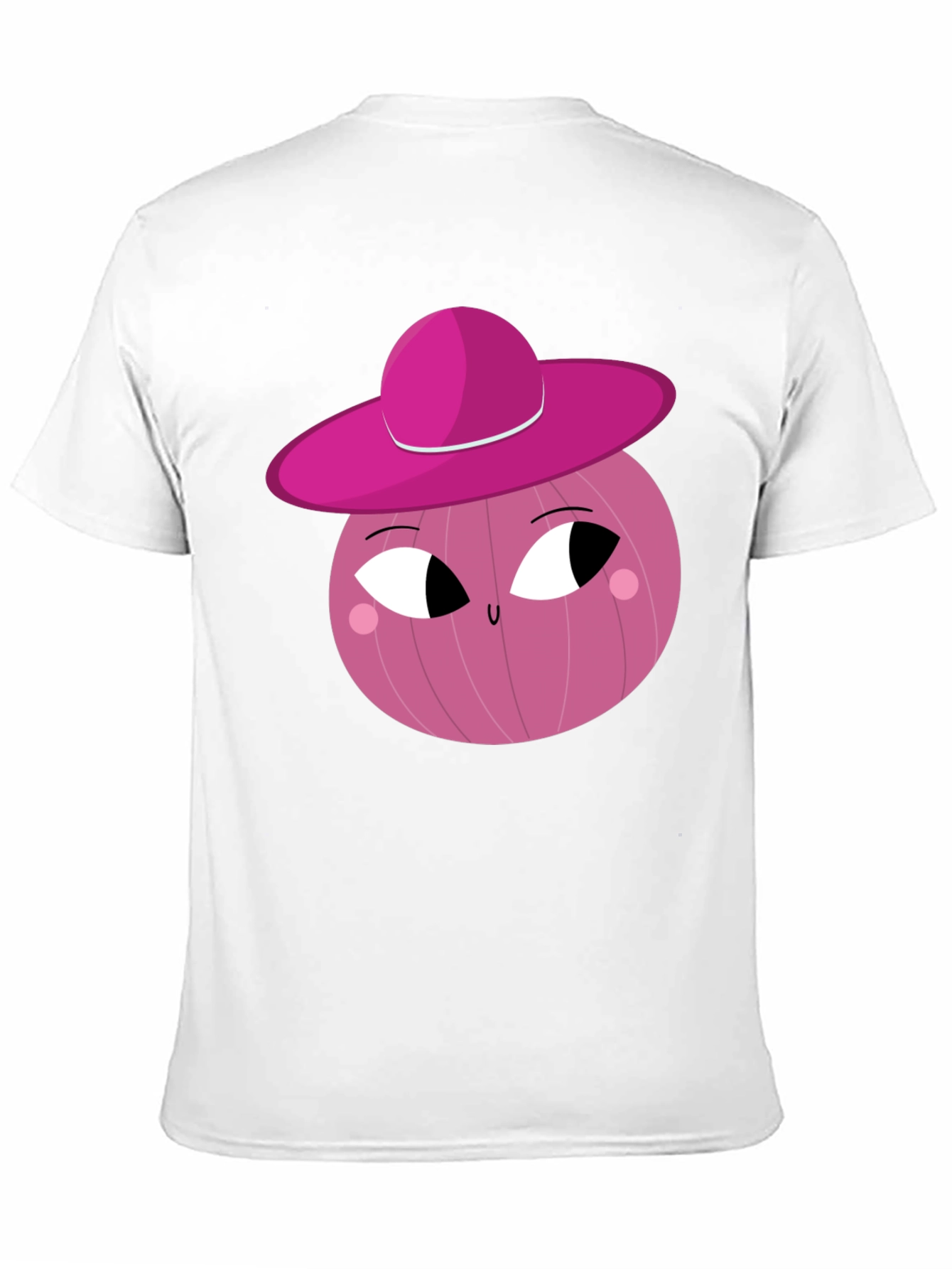 Black Whimsical Pink Onion Character Graphic T-Shirt view 11