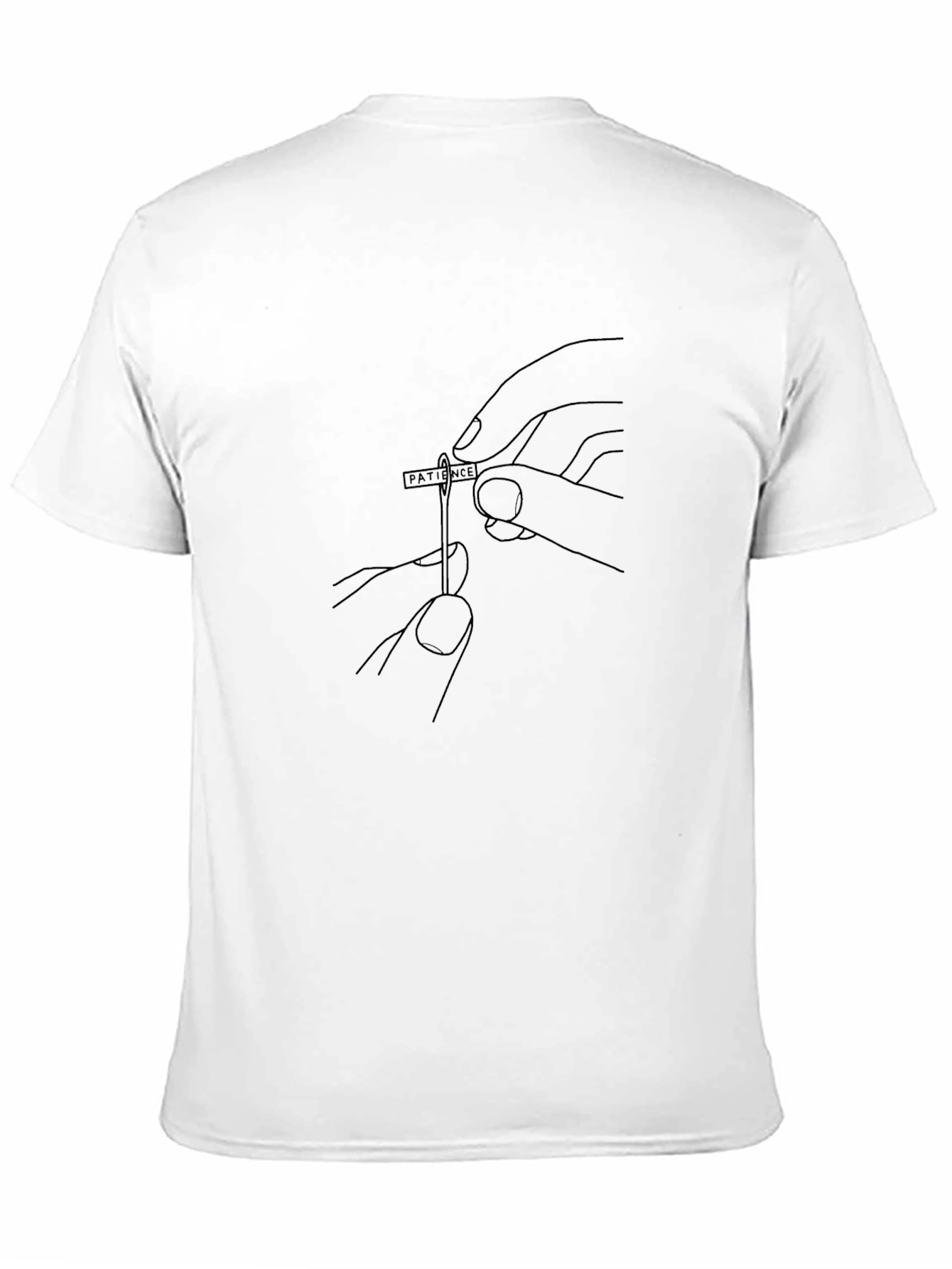 Black Patience Needle Thread T-Shirt - Minimalist Line Art Tee view 11