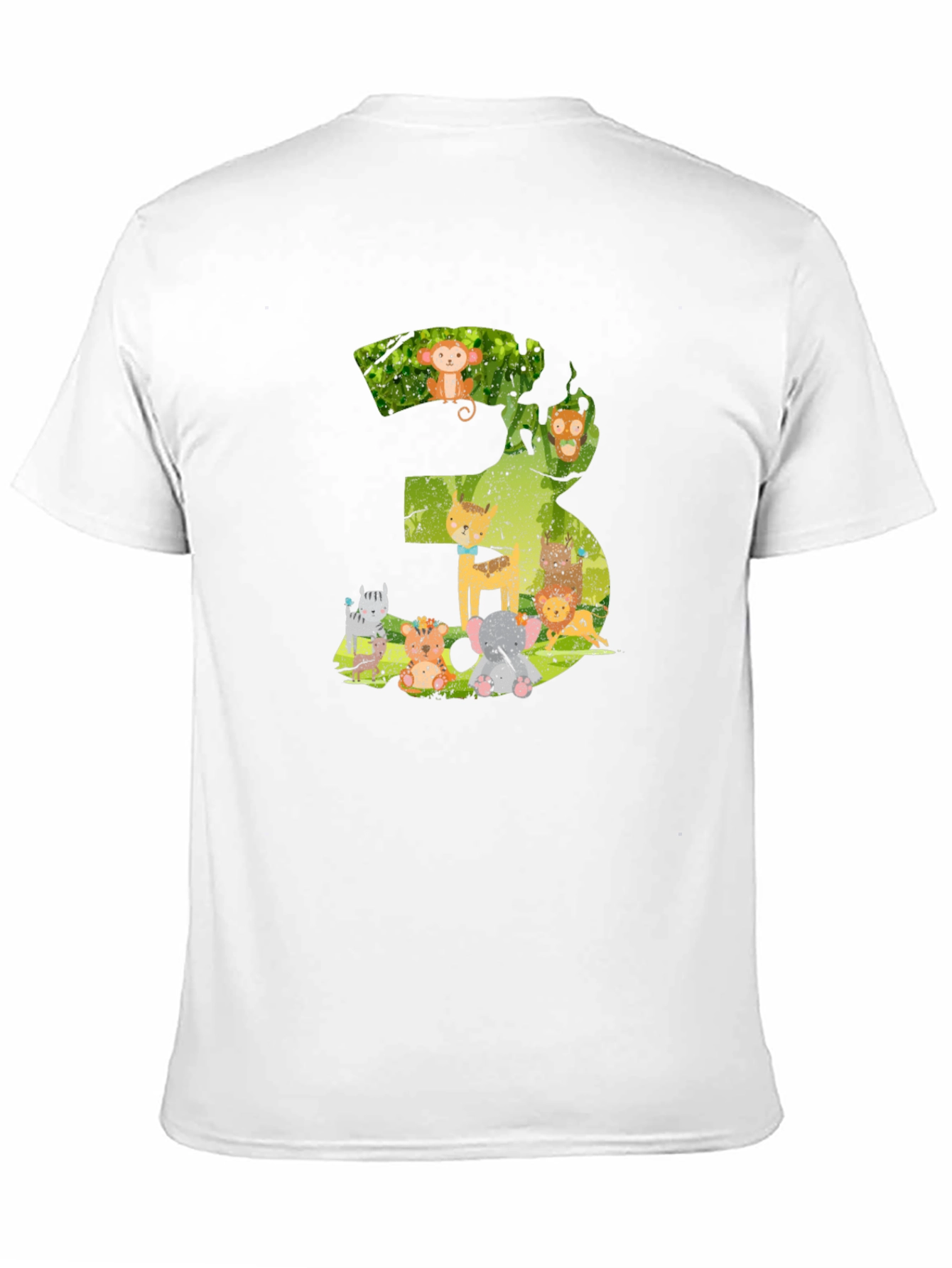 Black Kids Birthday Number 3 Animal T-Shirt view 11