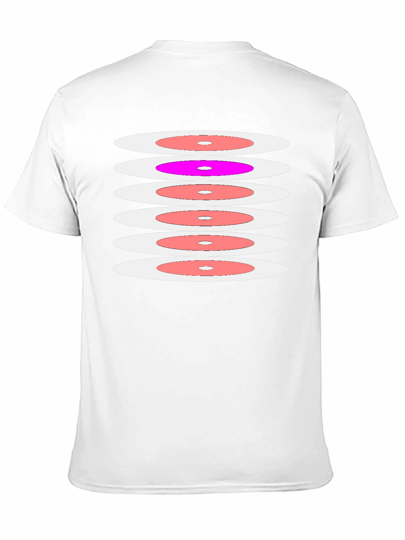 Black Retro Disc Pattern Black T-Shirt view 11