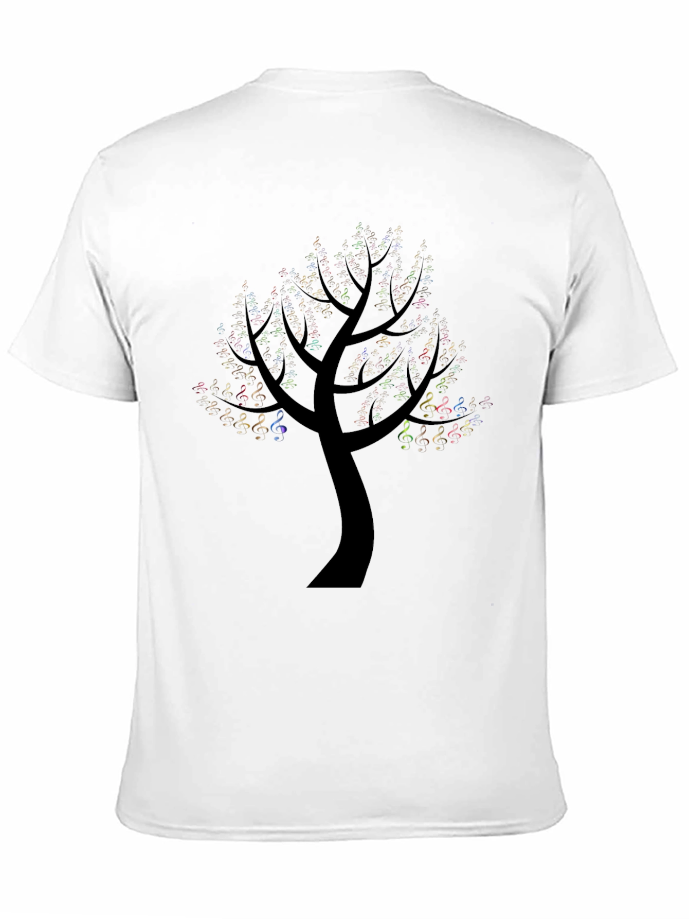 Black Music Note Tree Black T-Shirt view 11