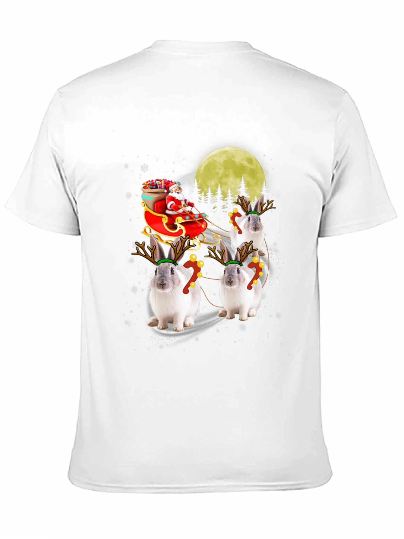 Black Christmas Bunny Reindeer T-Shirt view 11