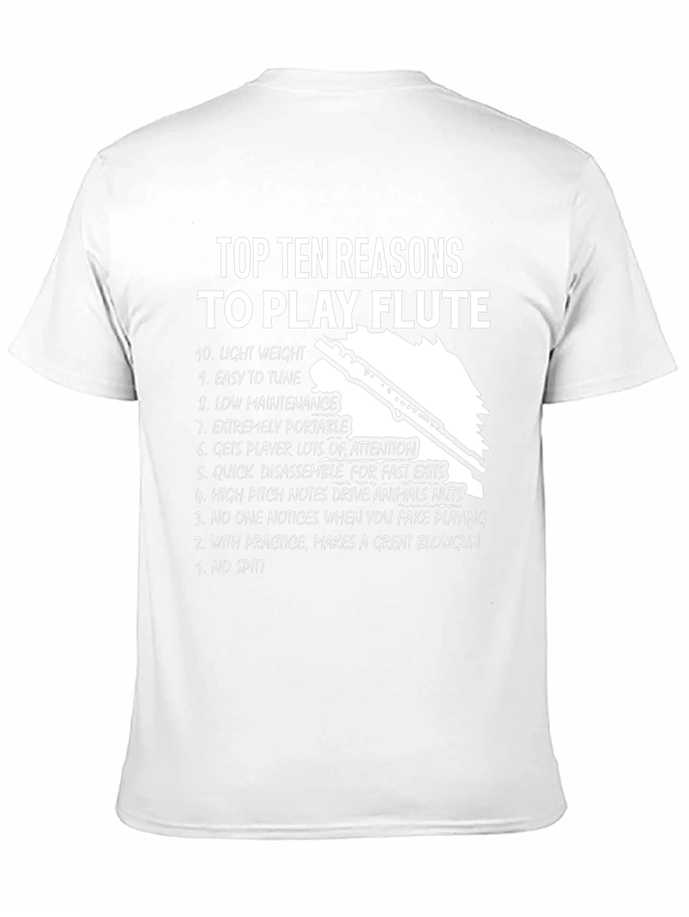 Black Top Ten Reasons to Play Flute T-Shirt view 11