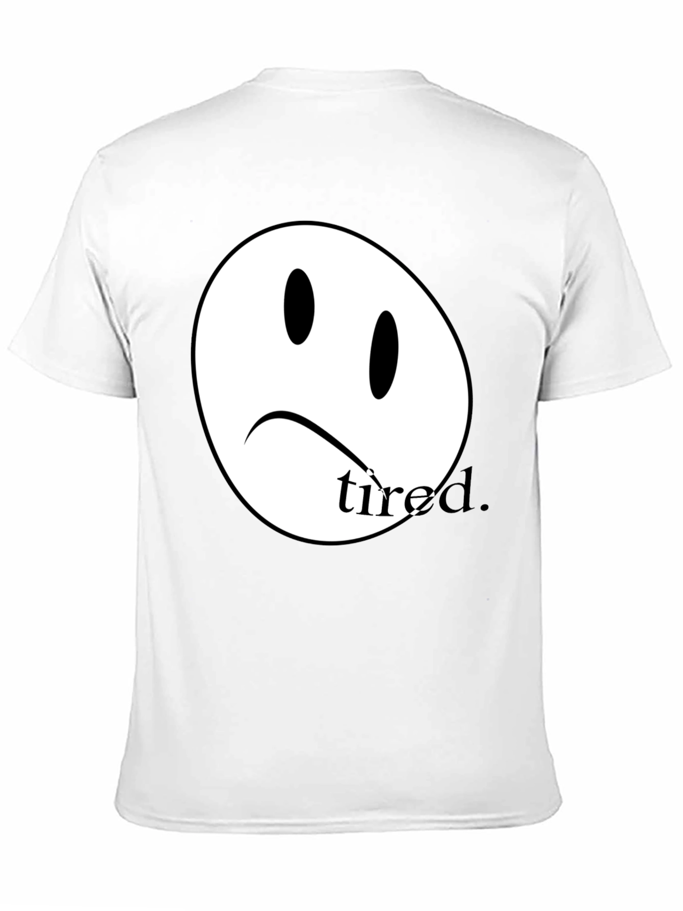 Black Sad Face Tired T-Shirt - Unisex Cotton Tee view 11