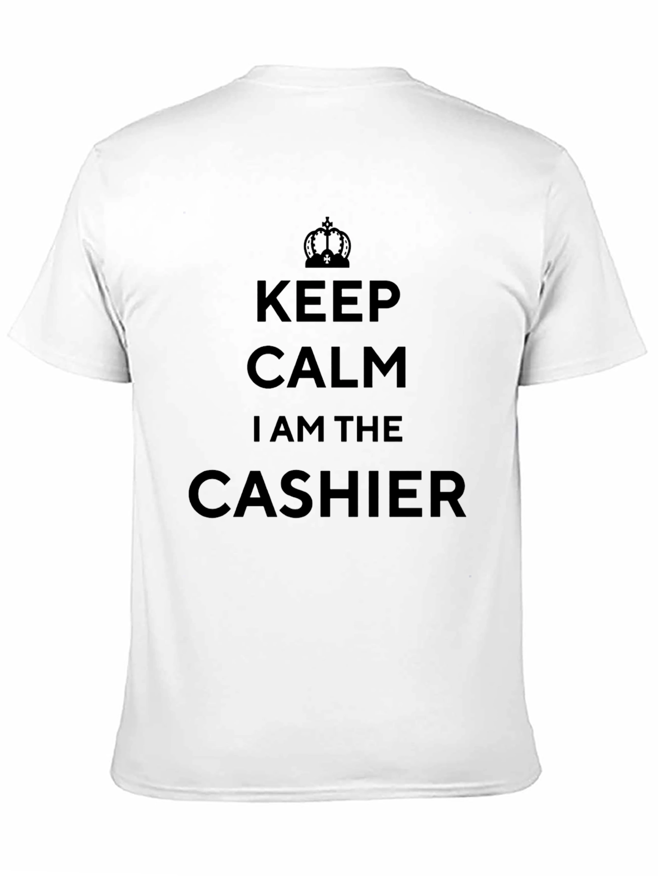 Black Keep Calm Cashier T-Shirt - Funny Job Tee view 11