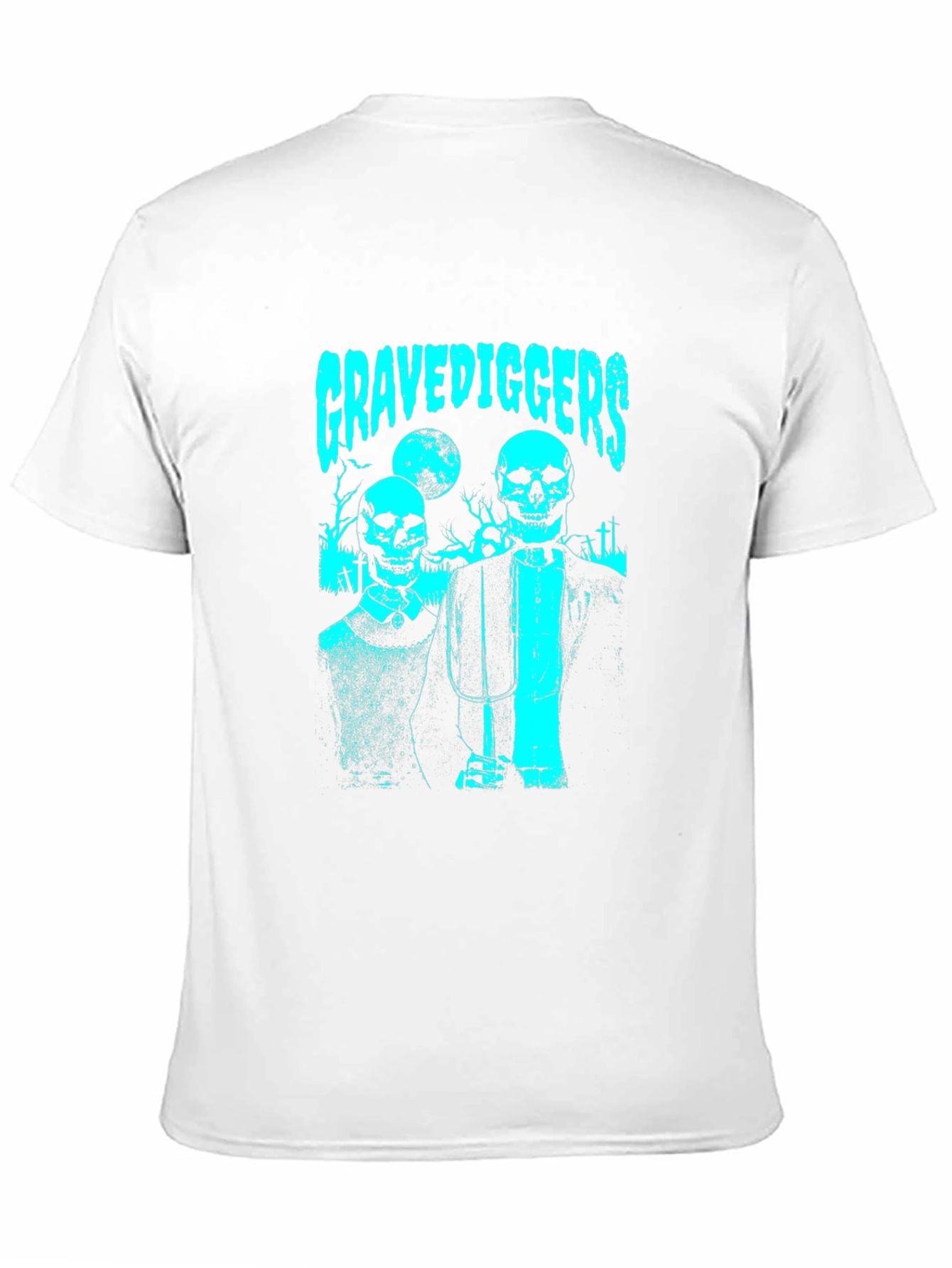 Black Gravediggers Skeleton Couple Graphic Black T-Shirt view 11