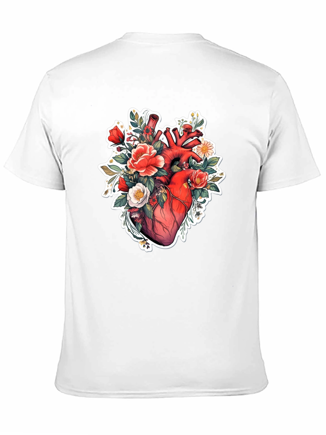 Black Anatomical Heart Floral T-Shirt view 11