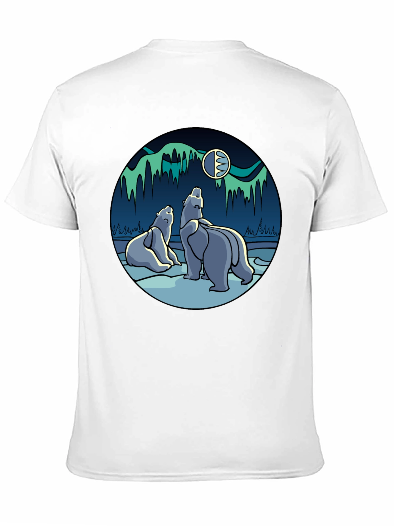 Black Polar Bear Aurora Graphic Tee - Black T-Shirt view 11