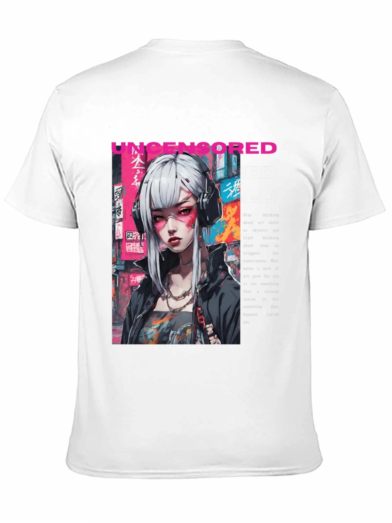 Black Uncensored Anime Girl Graphic T-Shirt view 11