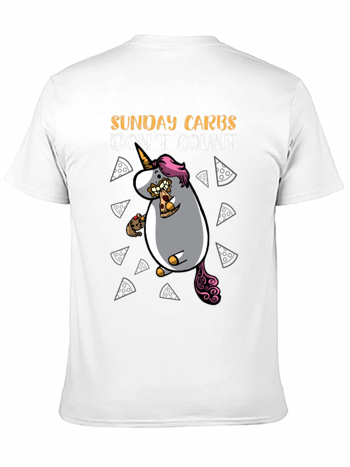 Black Funny Sunday Carbs Unicorn Pizza Graphic Tee view 11
