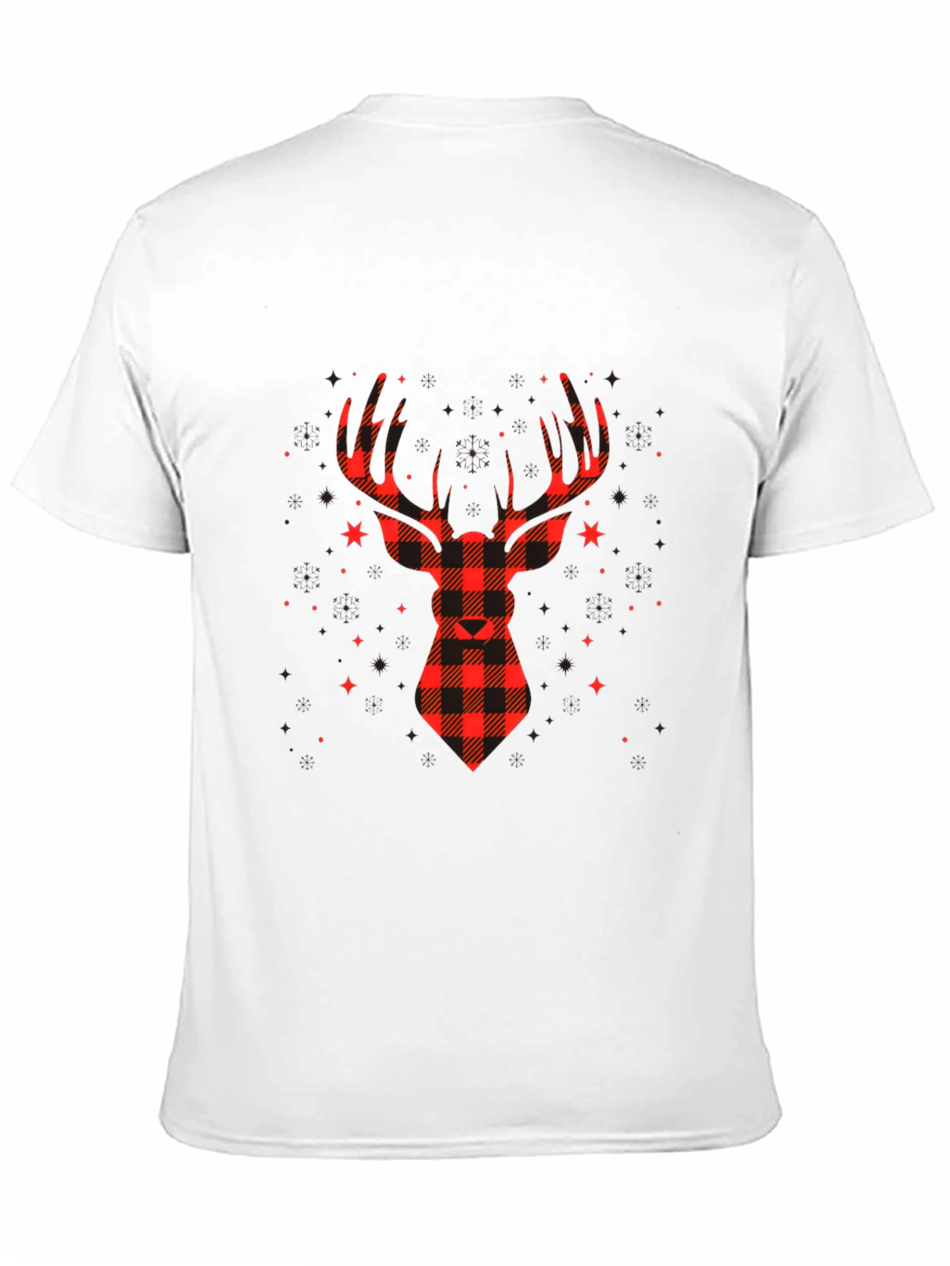 Black Plaid Reindeer Graphic Tee - Classic Holiday Style view 11