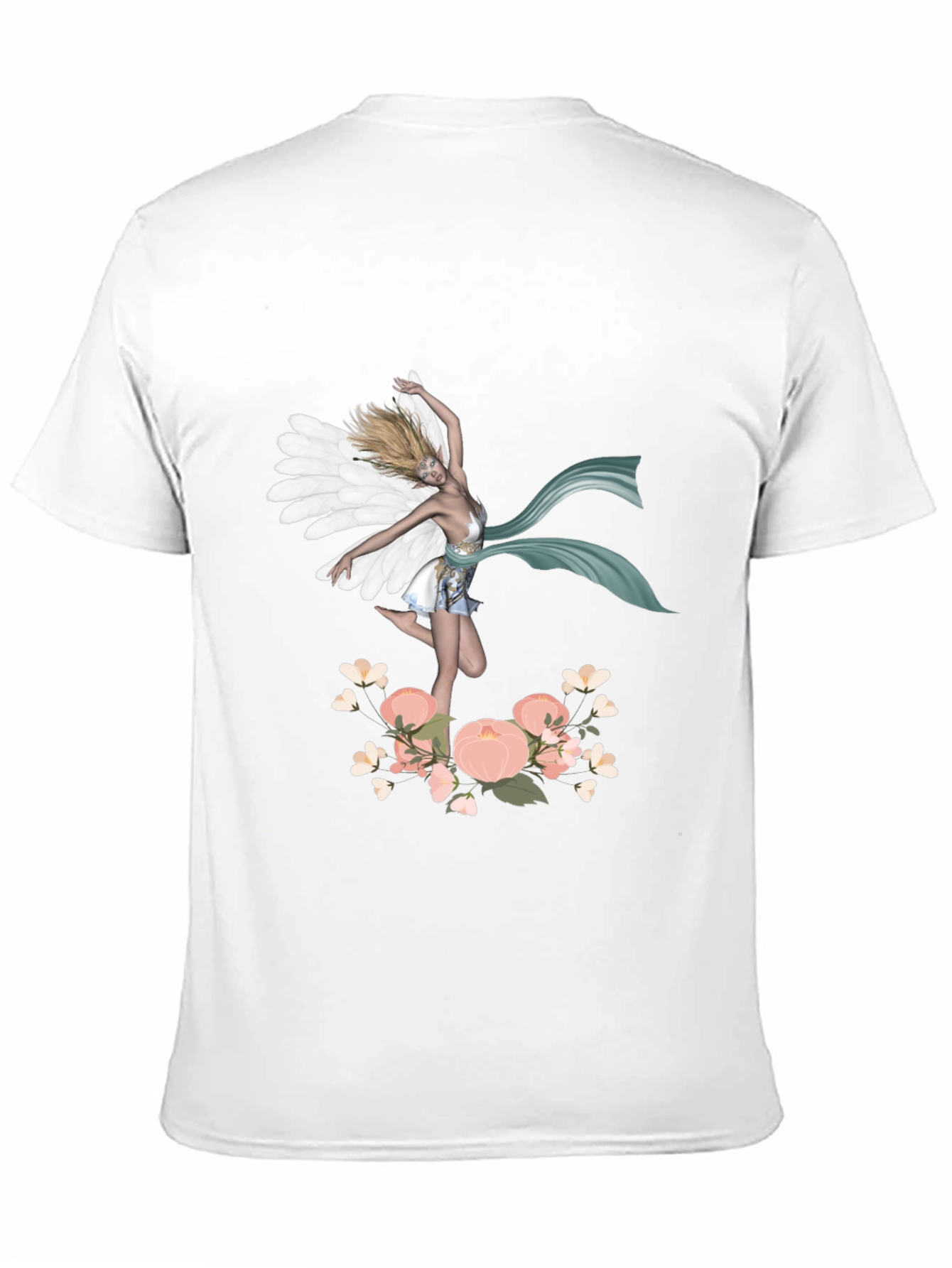 Black Fairy Wings Flower Graphic Tee - Unique Design view 11