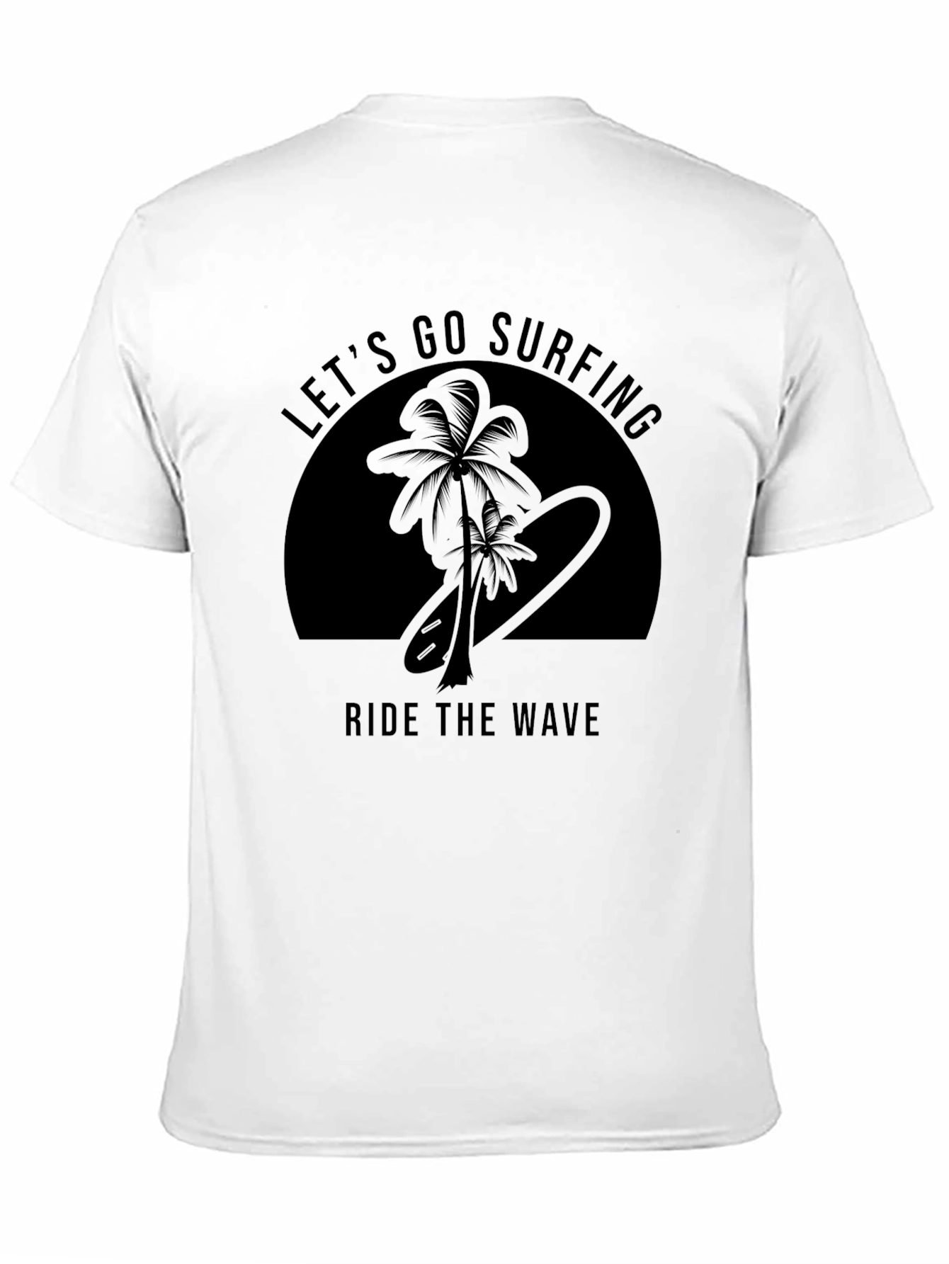 Black Let's Go Surfing Men's Black T-Shirt view 11