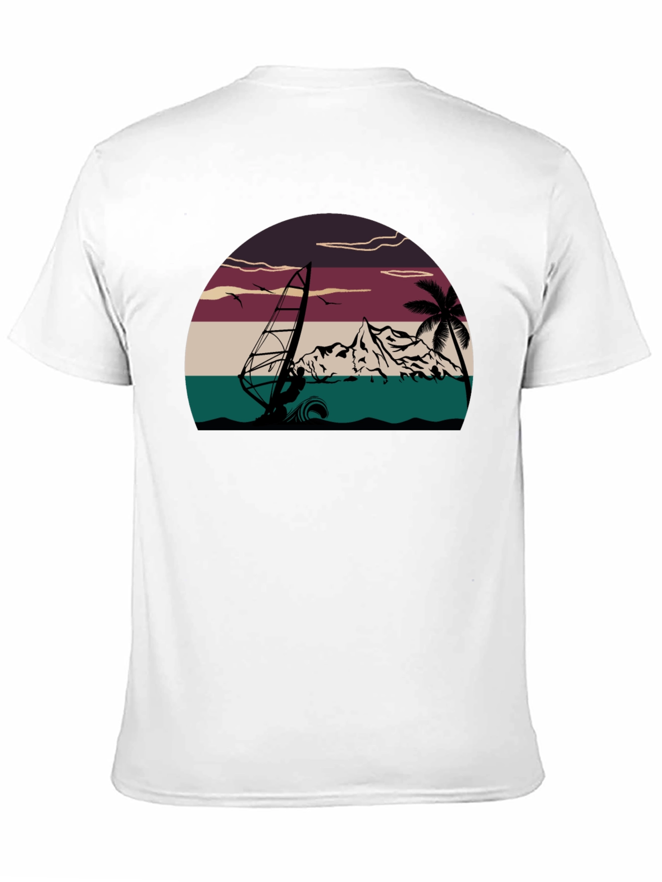 Black Retro Windsurfing T-Shirt - Vintage Style Tee view 11