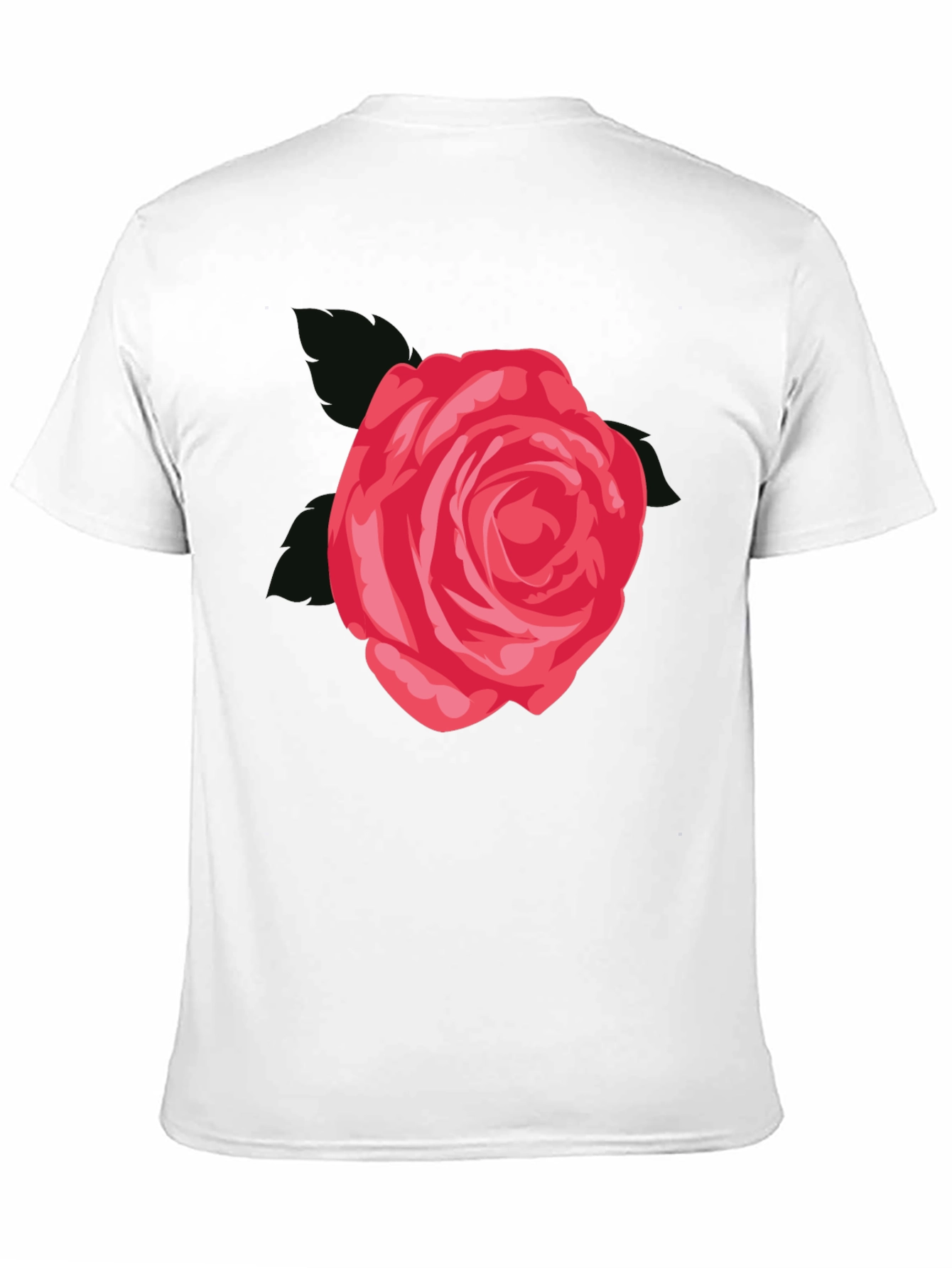 Black Men's Black T-Shirt with Red Rose Graphic view 11
