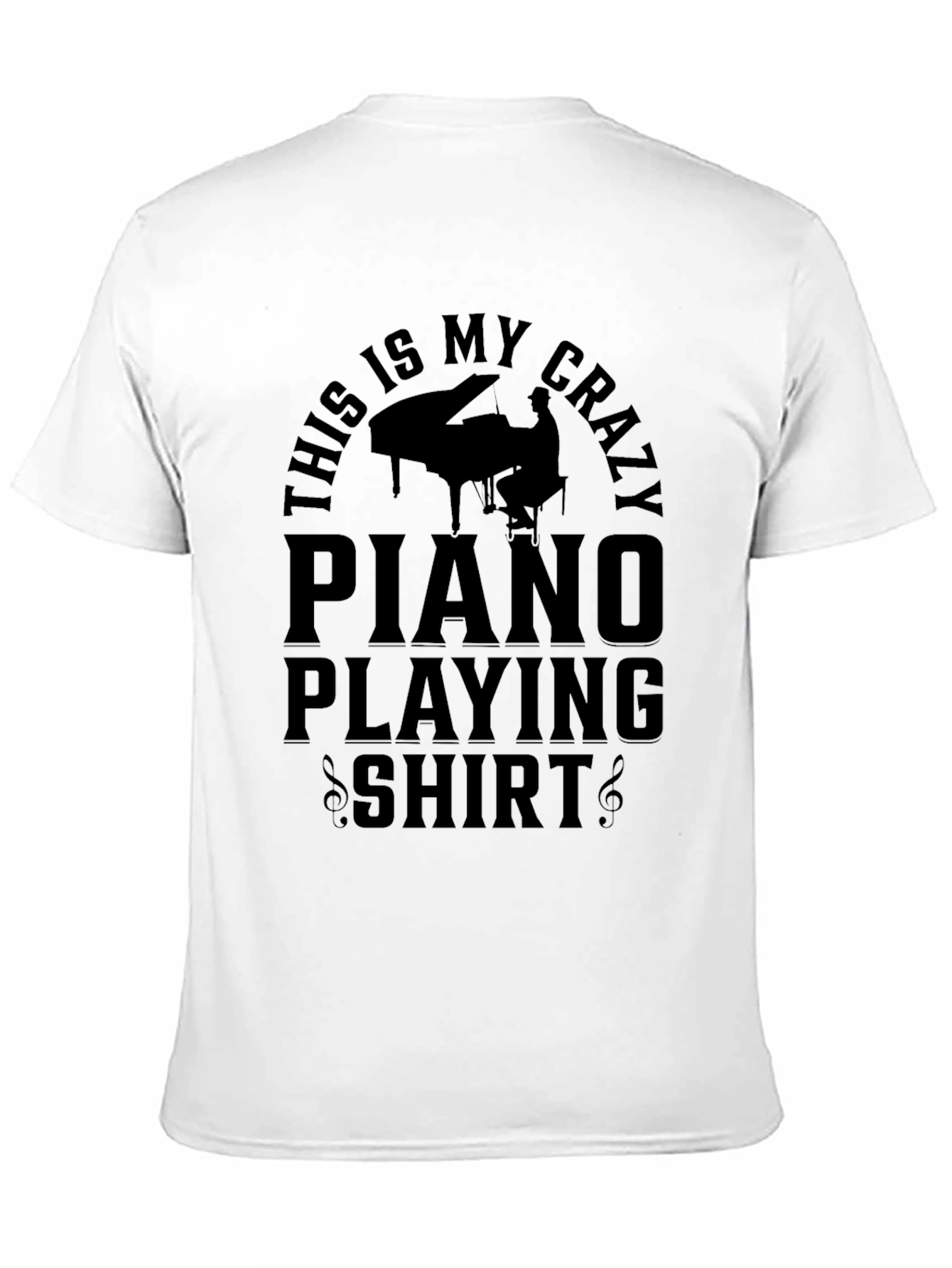 Black Crazy Piano Playing Shirt - Novelty Musician Tee view 11